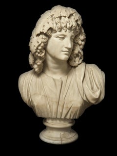 ANTIQUE ITALIAN MARBLE BUST OF MELPOMENE, MUSE OF TRAGEDY