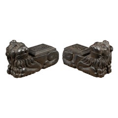 Antique Italian sculptor - Pair of 18th century wooden sculptures - Lions