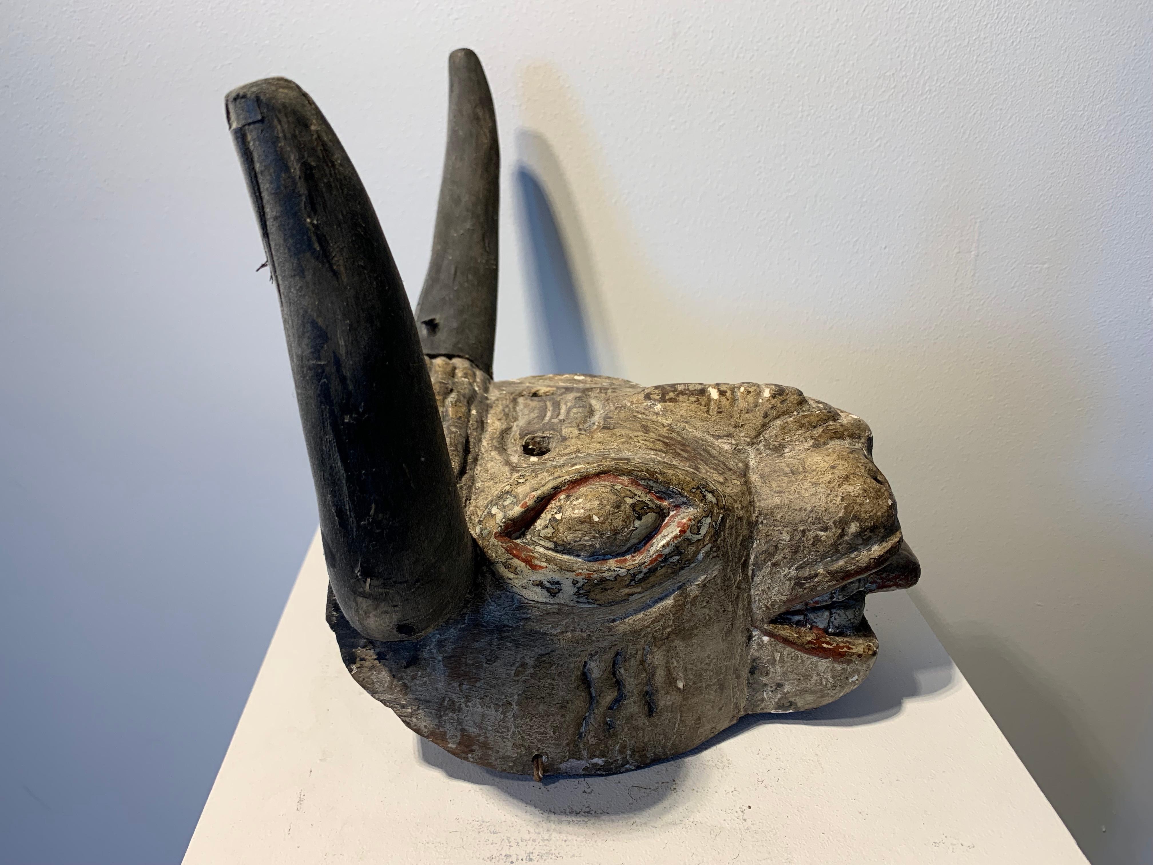 Antique Latin American Guatemalan Dance Mask Toro Bull 6