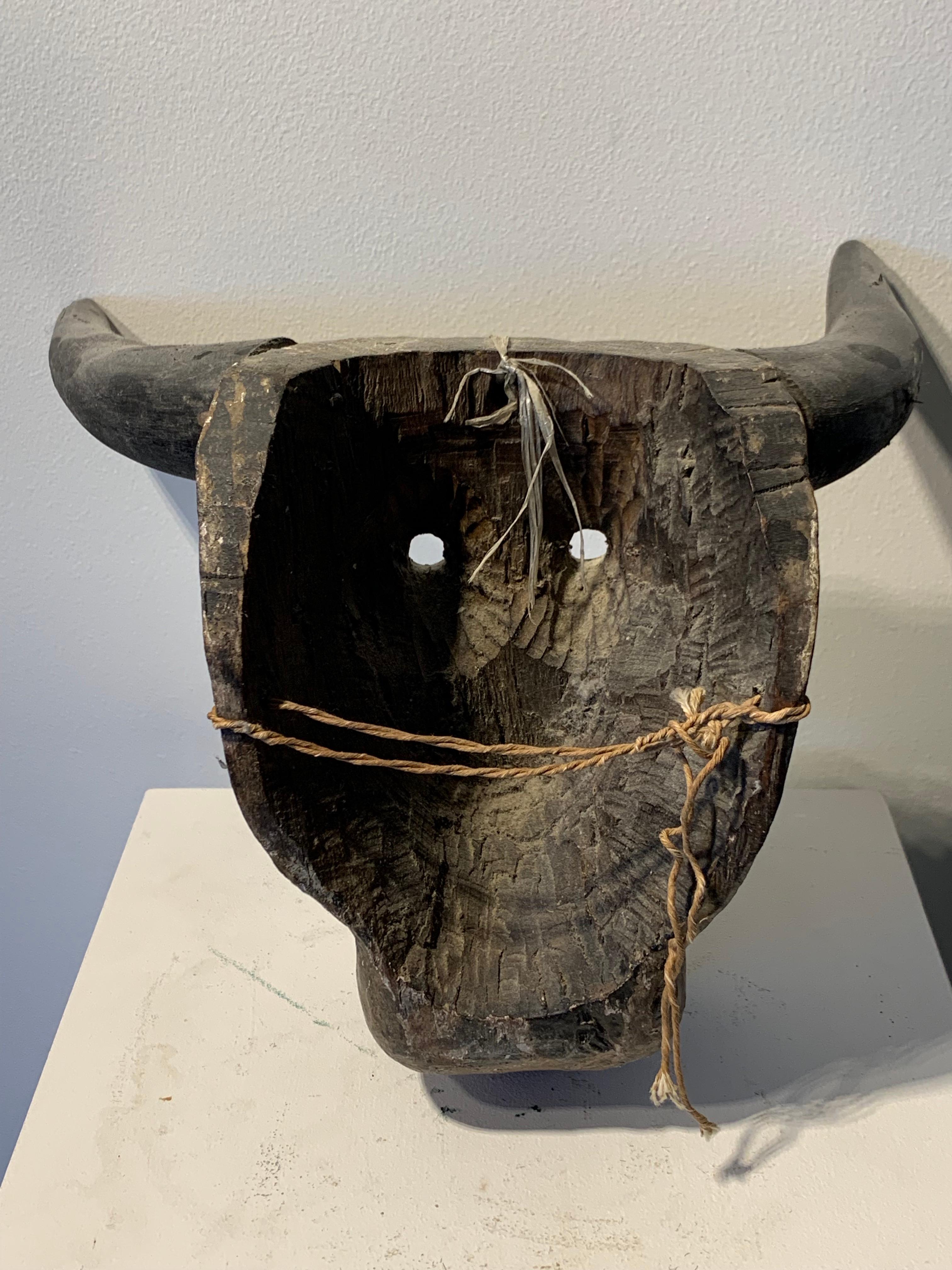 Antique Latin American Guatemalan Dance Mask Toro Bull 4