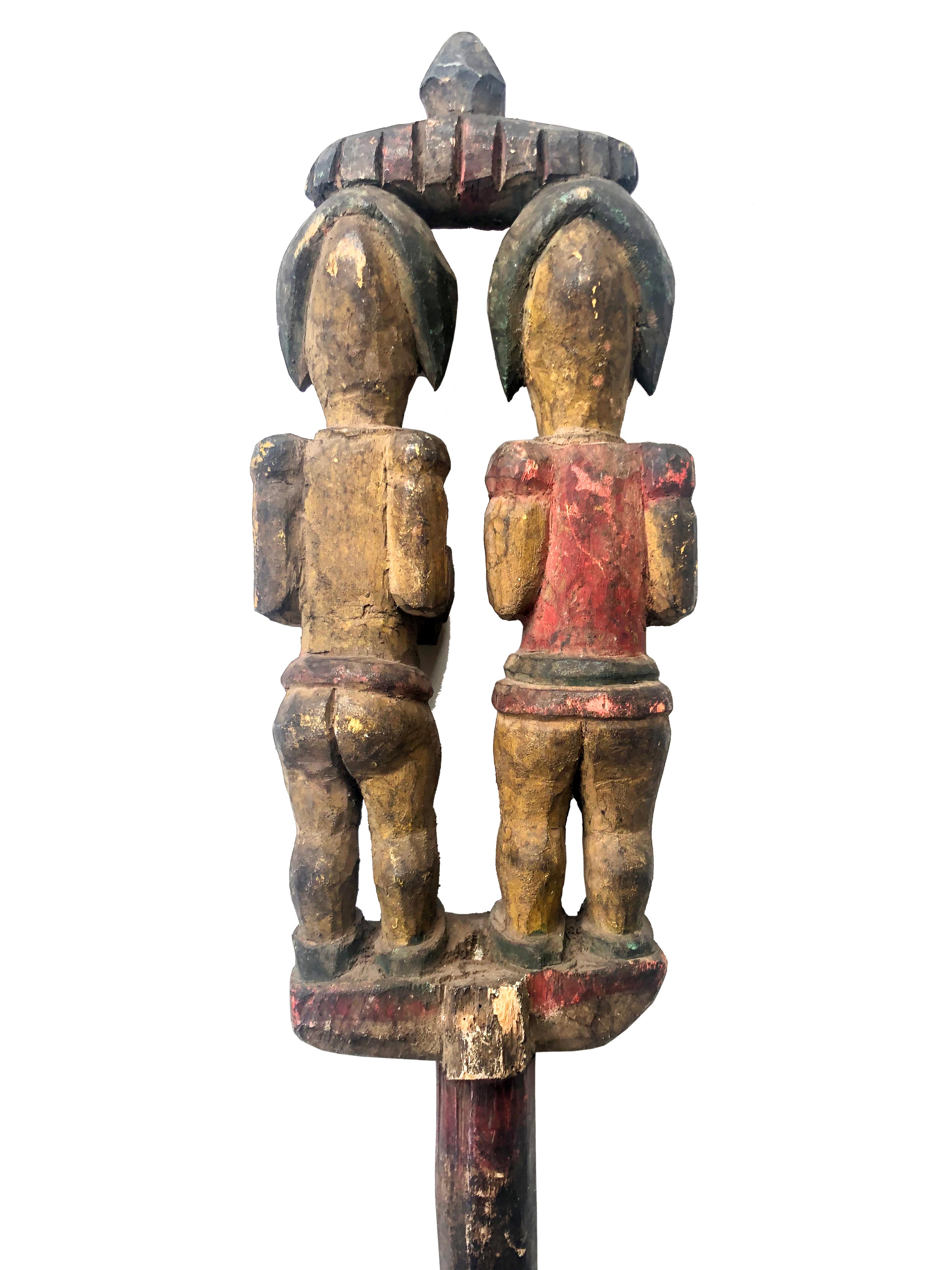 Sculpture ancienne en bois polychrome sculptée Igbo Nigeria en vente 2