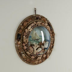 Antique Sailors Valentine with Schooner