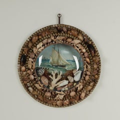 Antique Sailors Valentine with Schooner