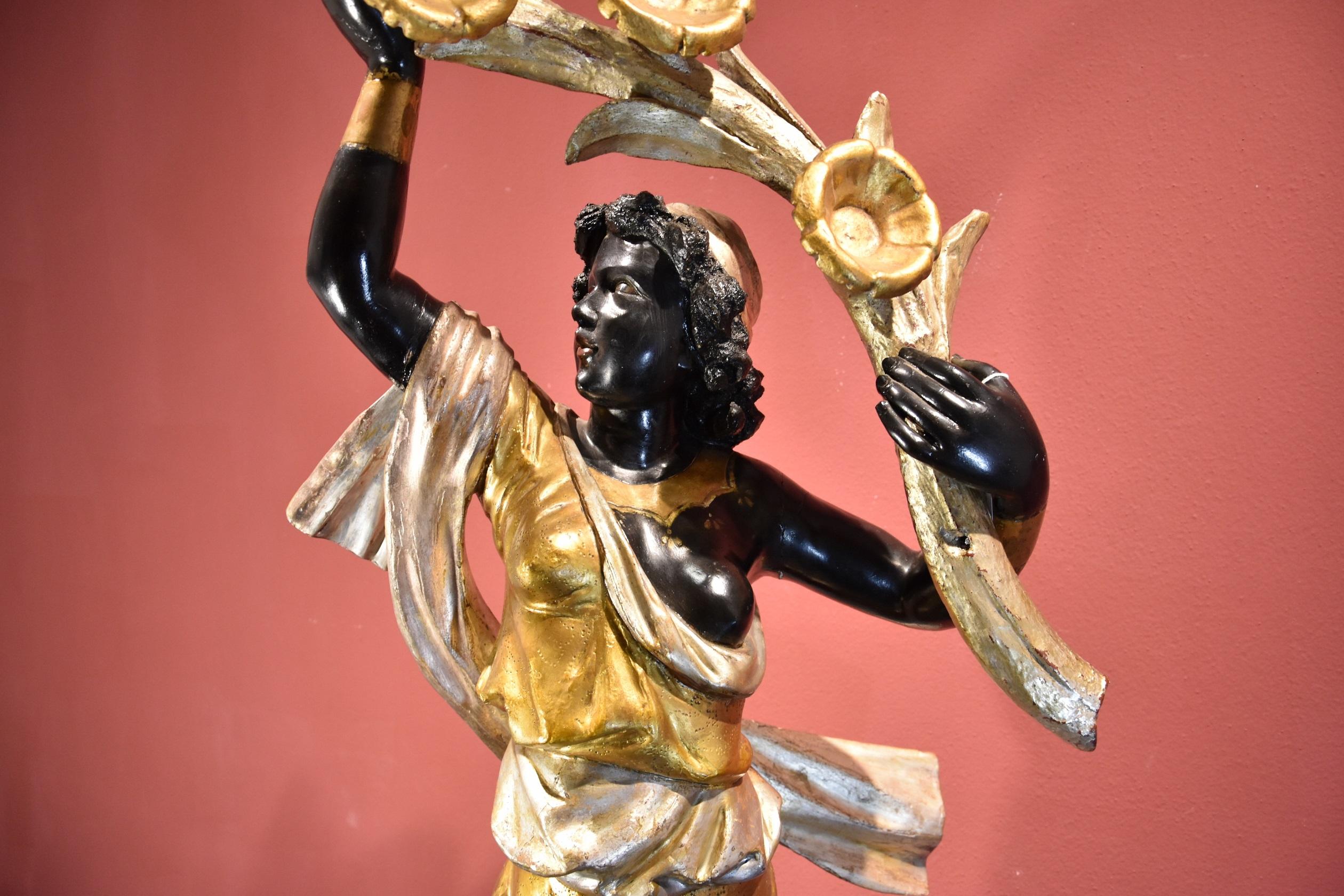 Antique Sculpture Female Moor Venice 19th Century Gold Italy For Sale 7
