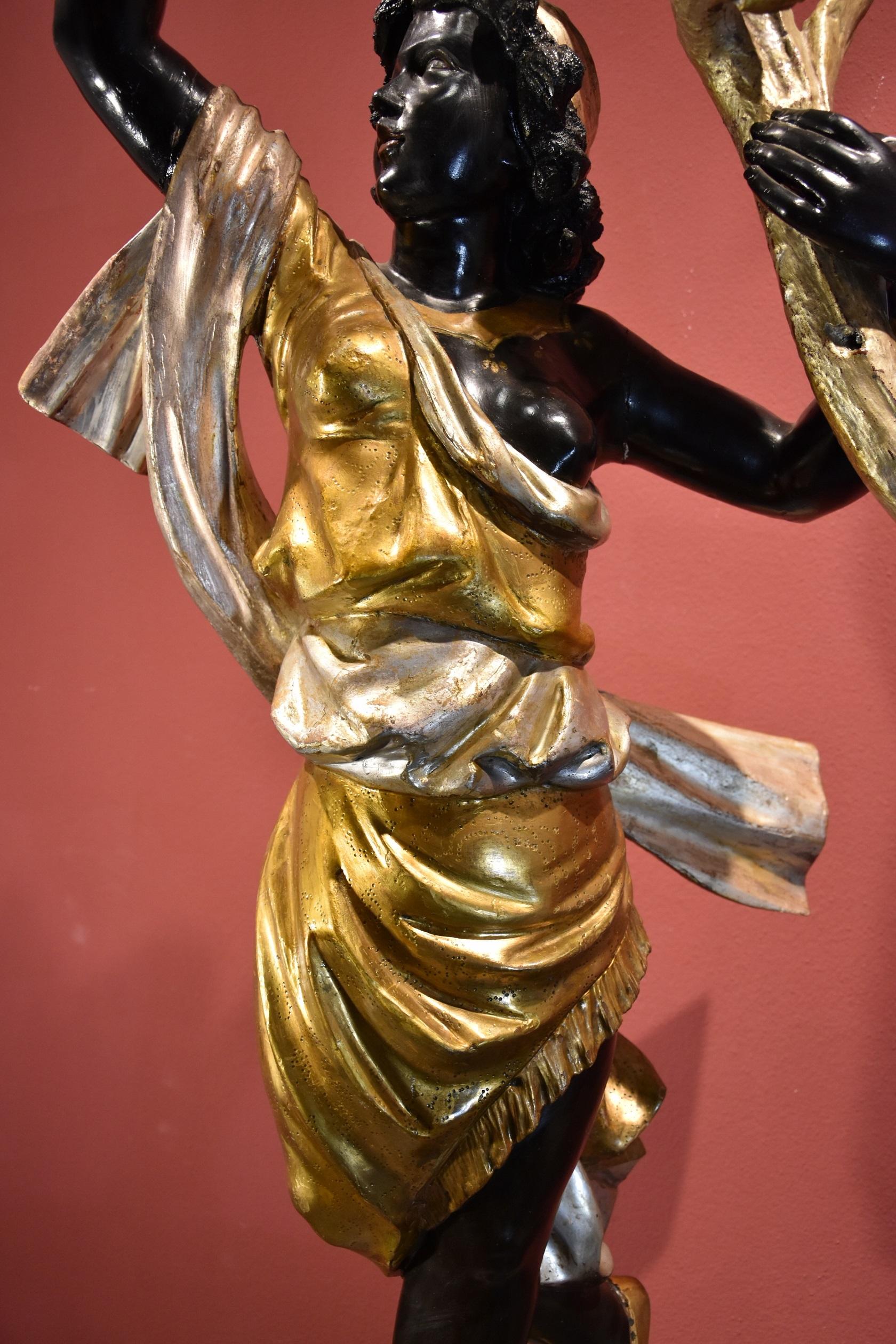 Antique Sculpture Female Moor Venice 19th Century Gold Italy For Sale 8