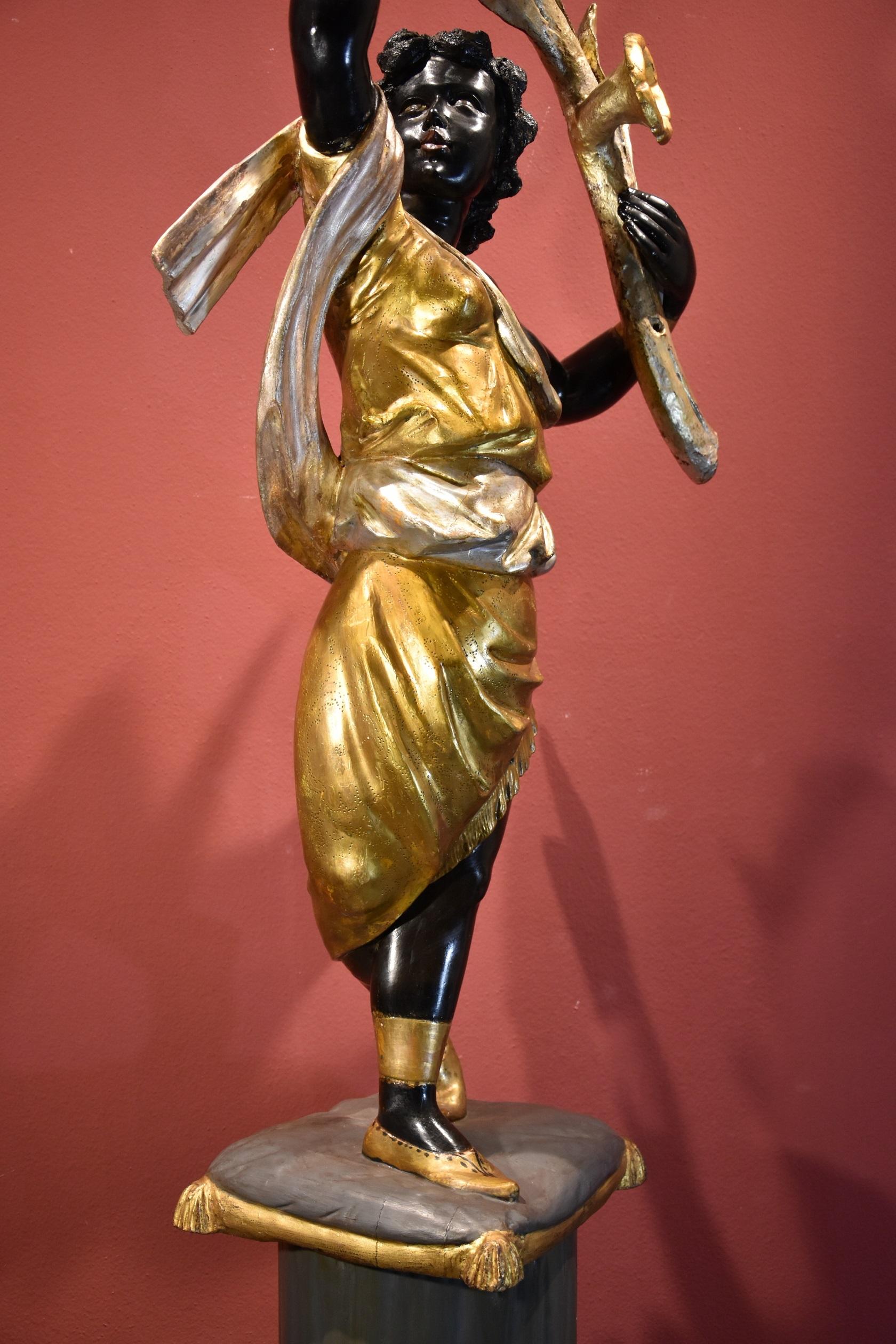Antique Sculpture Female Moor Venice 19th Century Gold Italy For Sale 2