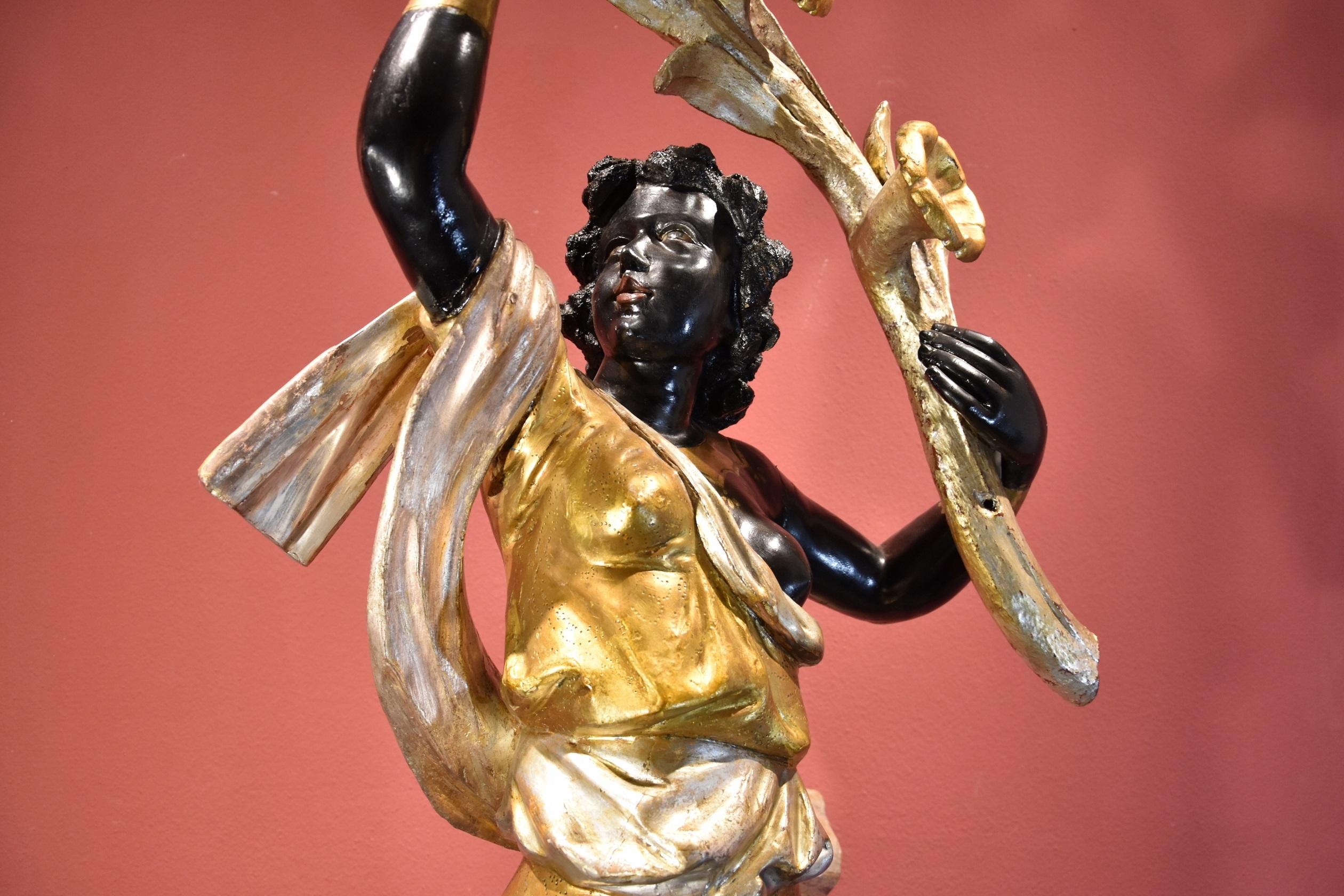 Antique Sculpture Female Moor Venice 19th Century Gold Italy For Sale 5
