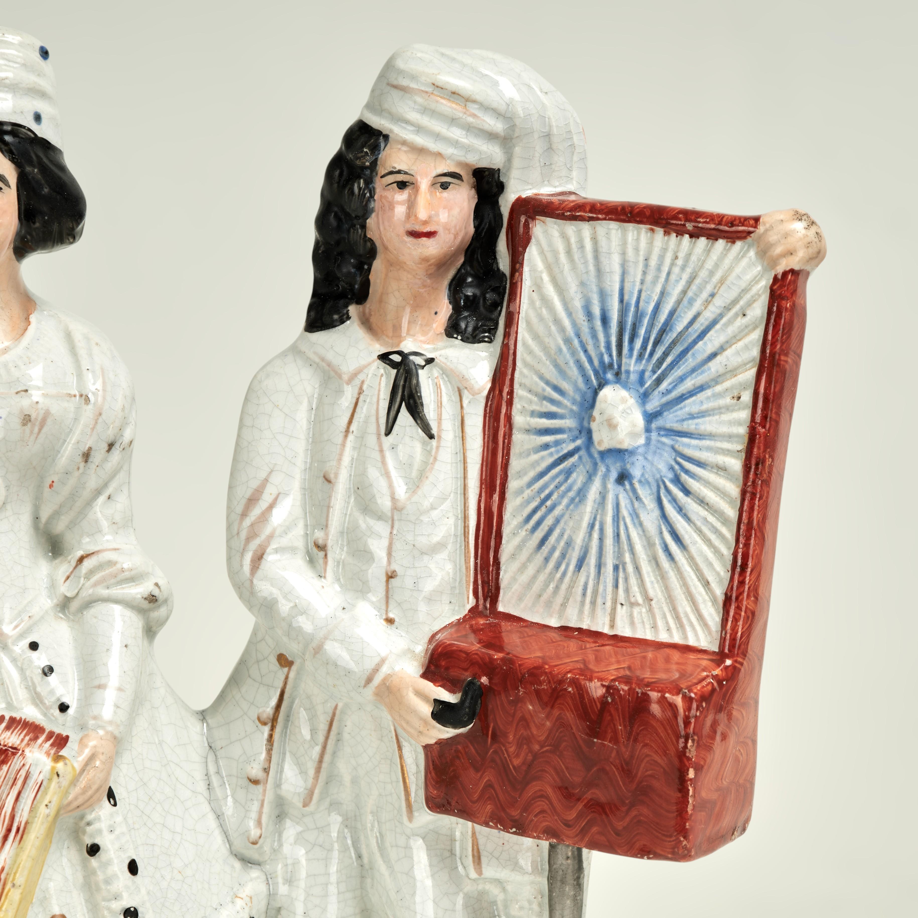 Figuras Musicales Dobles Antiguas de Staffordshire en venta 1