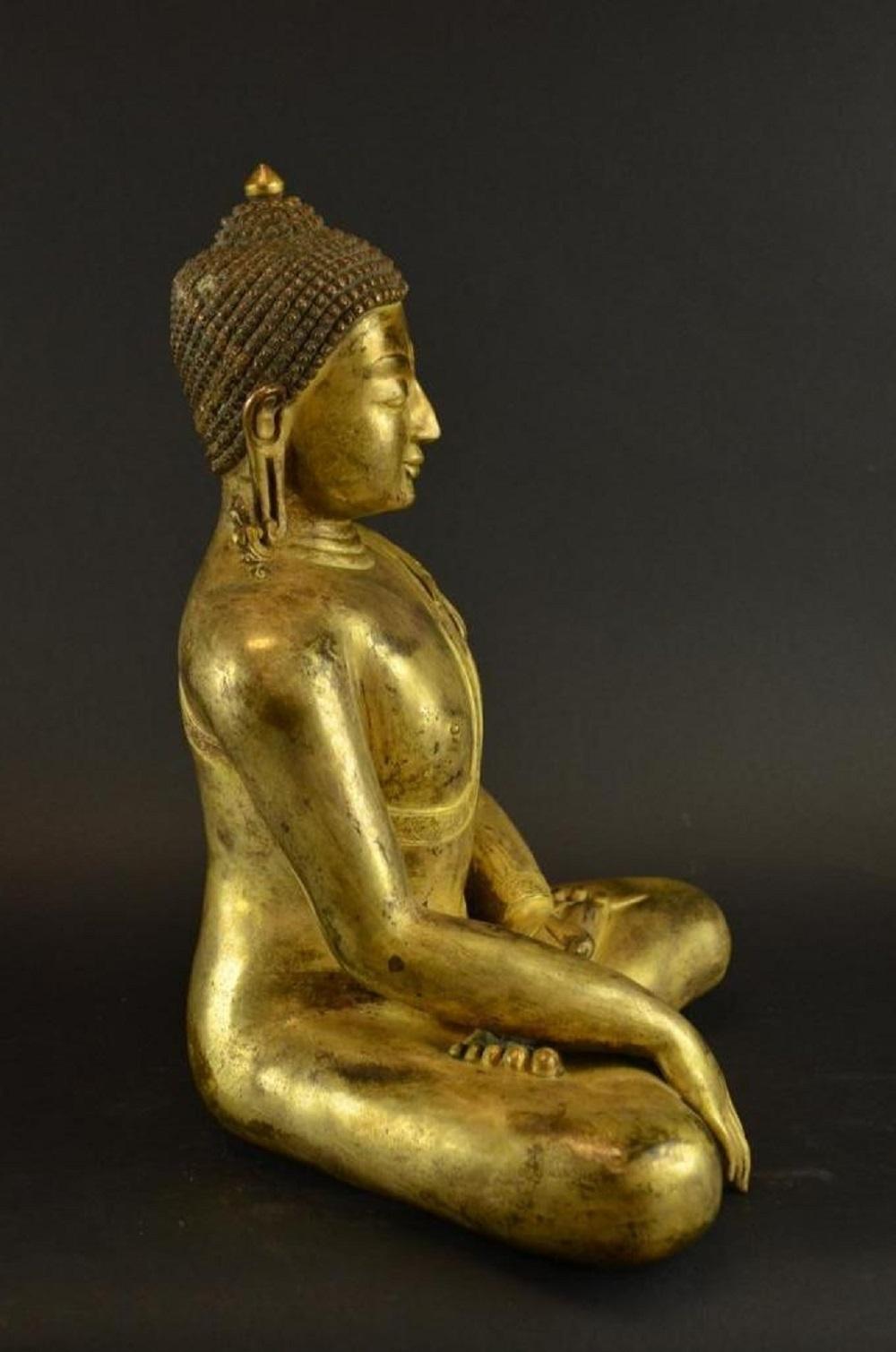 Antique Tibetan Gilt Bronze Seated Buddha 1