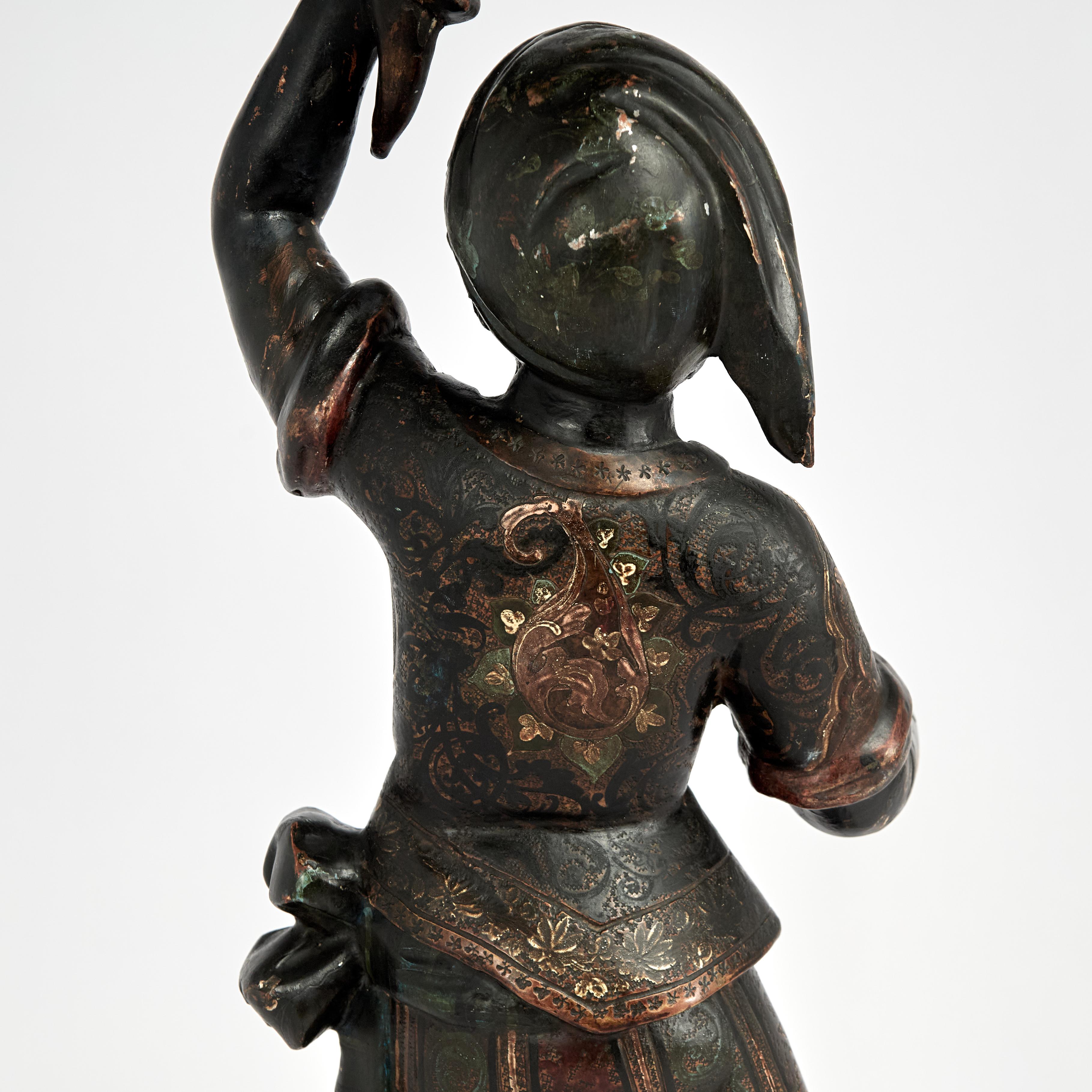 Gondolier vénitien ancien en bois sculpté et polychrome en vente 8