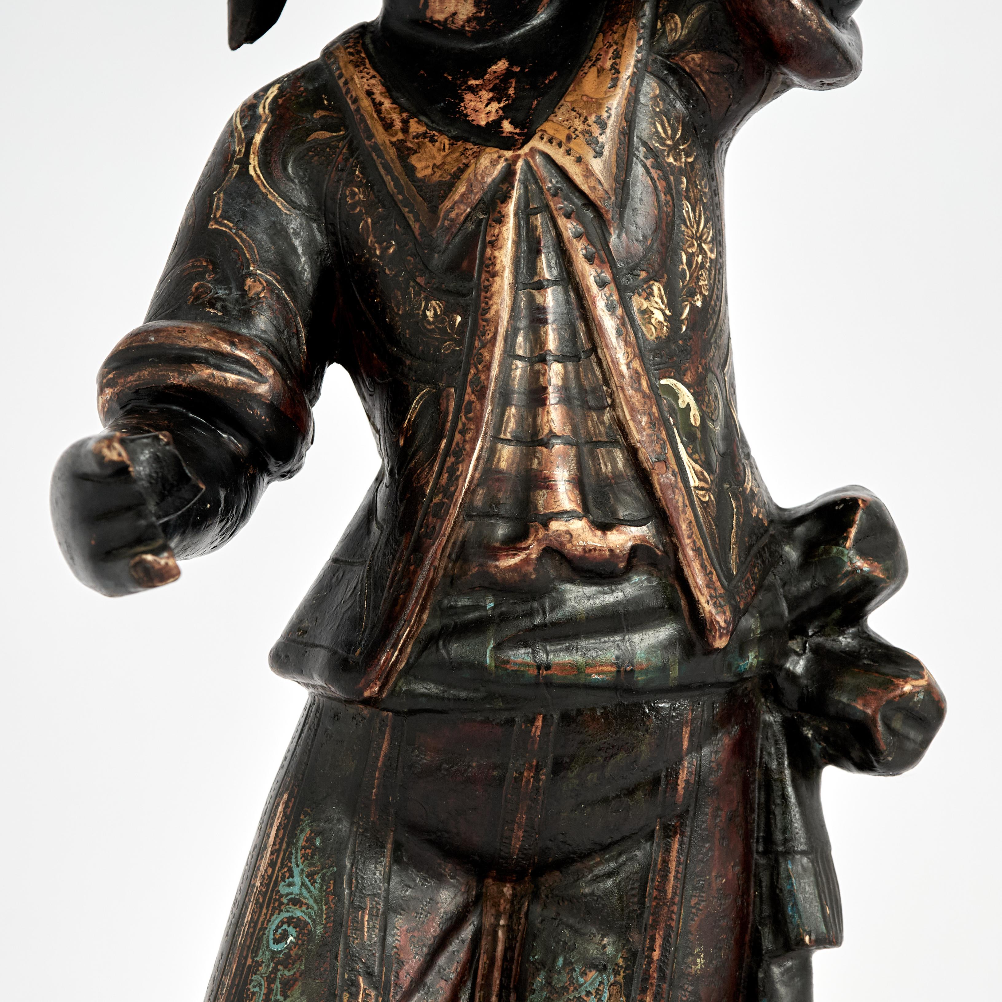 Gondolier vénitien ancien en bois sculpté et polychrome en vente 1