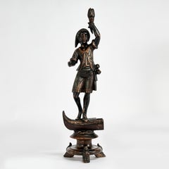 Antique Venetian Carved Wood and Polychrome Gondolier