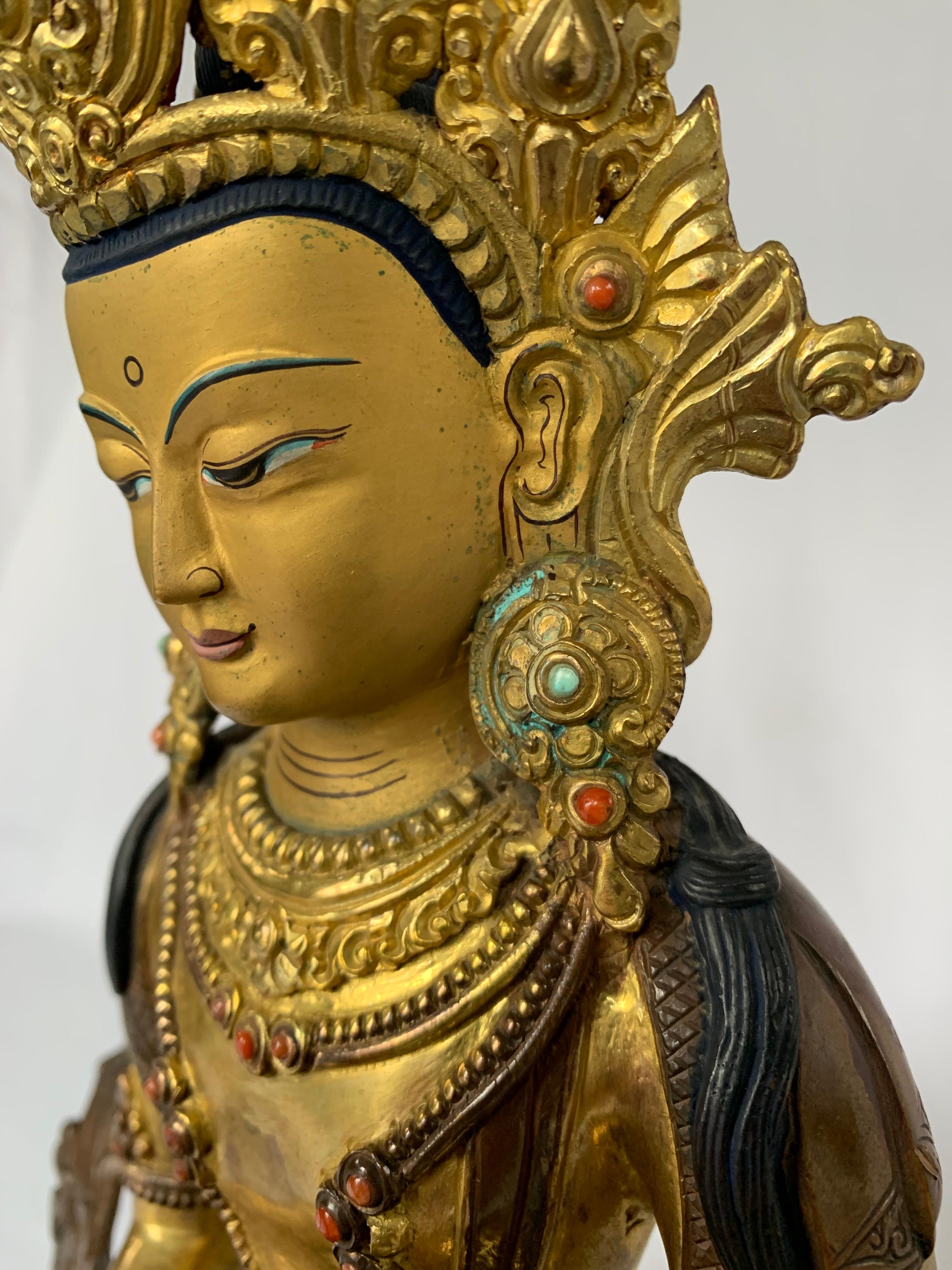 Aparmita Statue 12 Inch with 24K Gold Handcrafted by Lost Wax Process For Sale 5