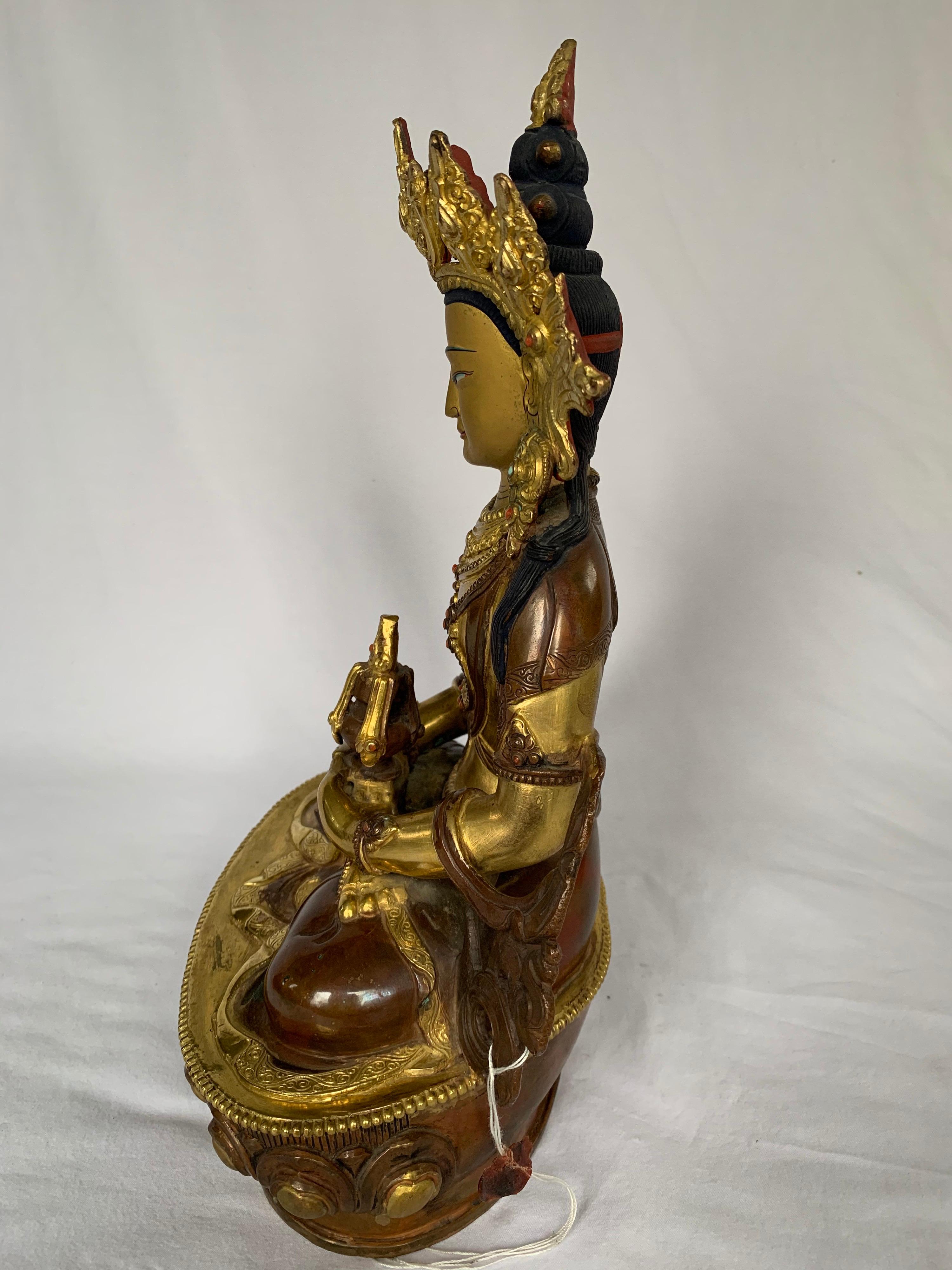 Aparmita Statue 12 Inch with 24K Gold Handcrafted by Lost Wax Process - Other Art Style Sculpture by Unknown