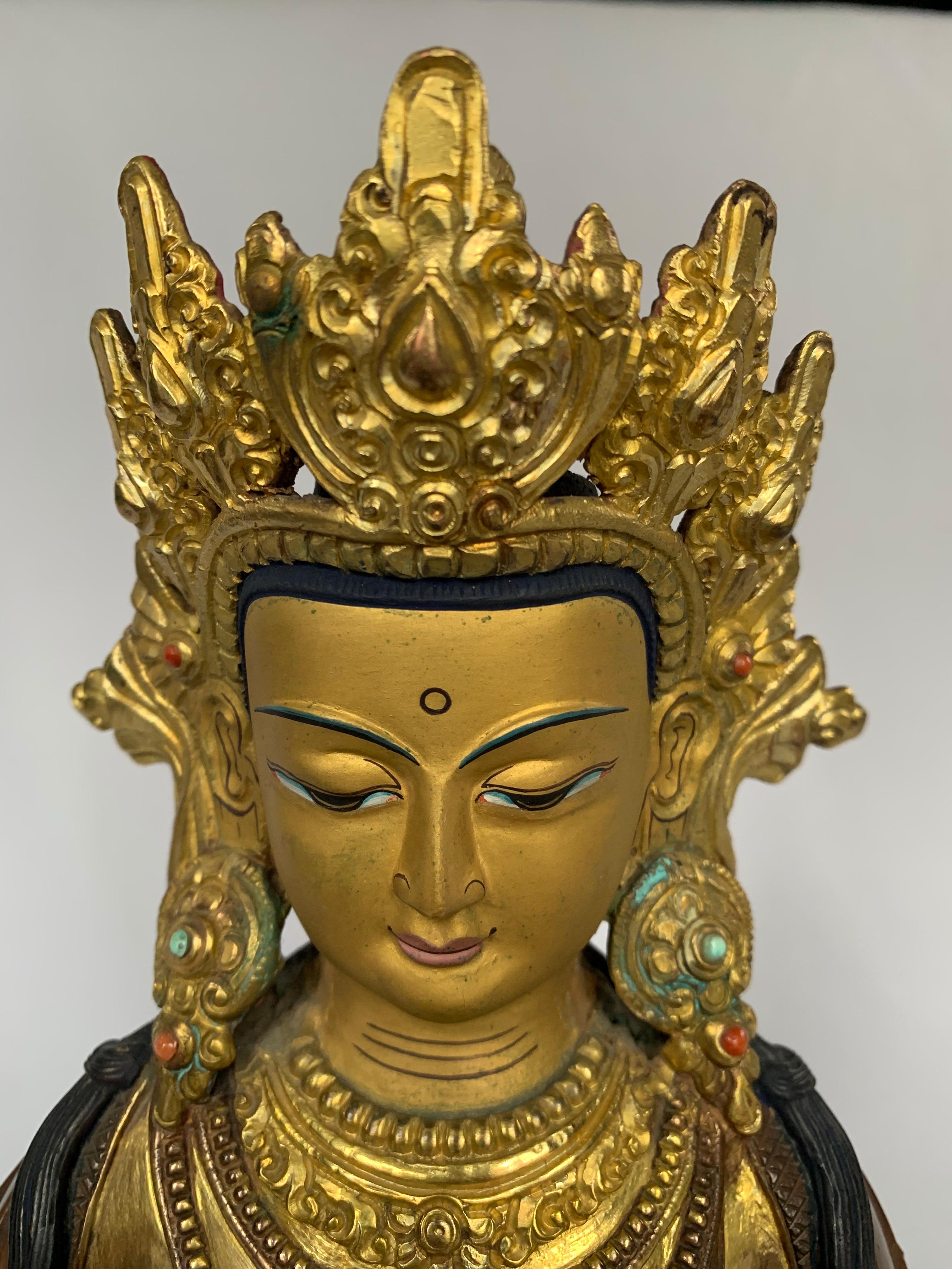 Aparmita Statue 12 Inch with 24K Gold Handcrafted by Lost Wax Process For Sale 1