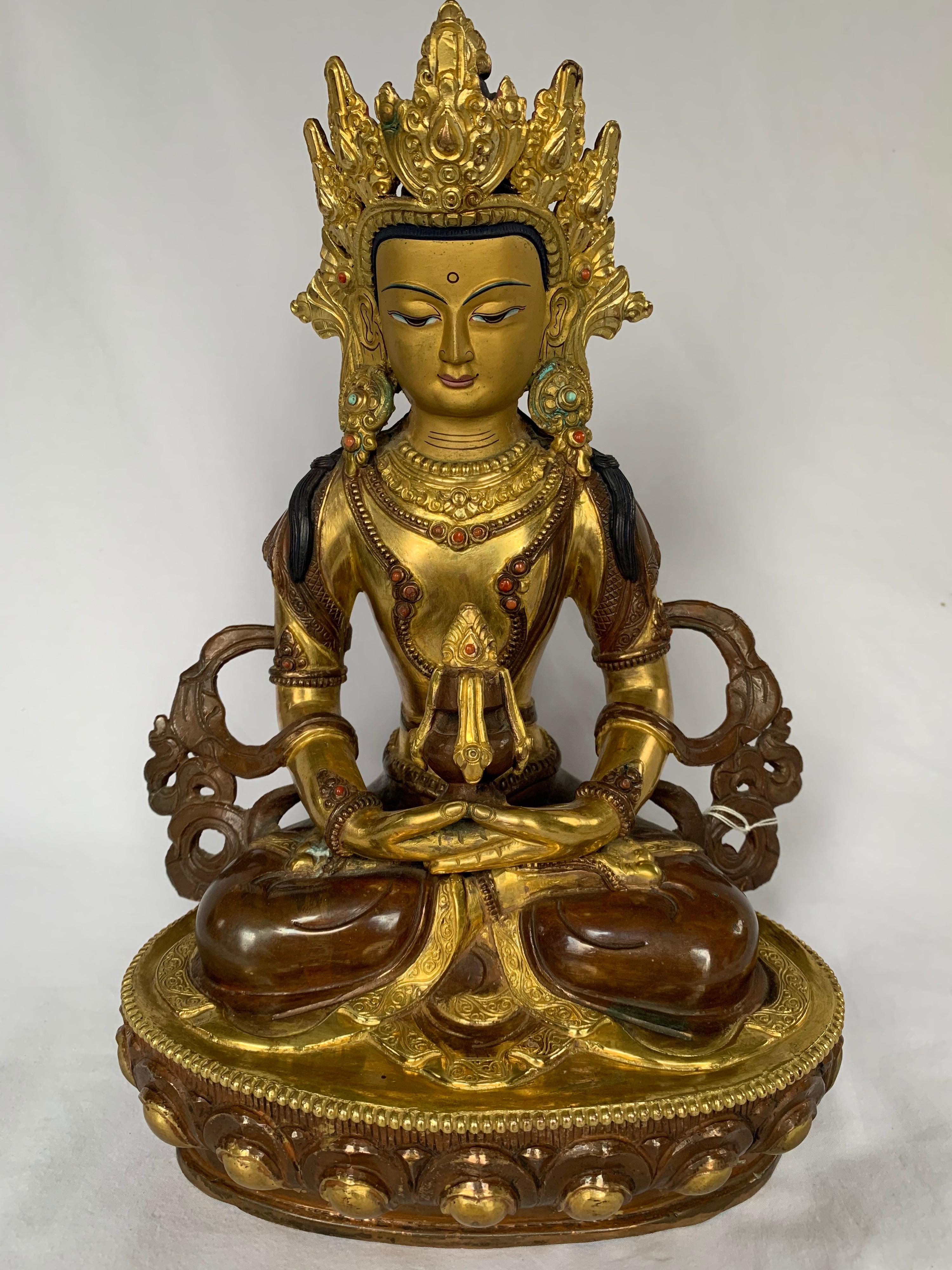 Unknown Figurative Sculpture - Aparmita Statue 12 Inch with 24K Gold Handcrafted by Lost Wax Process