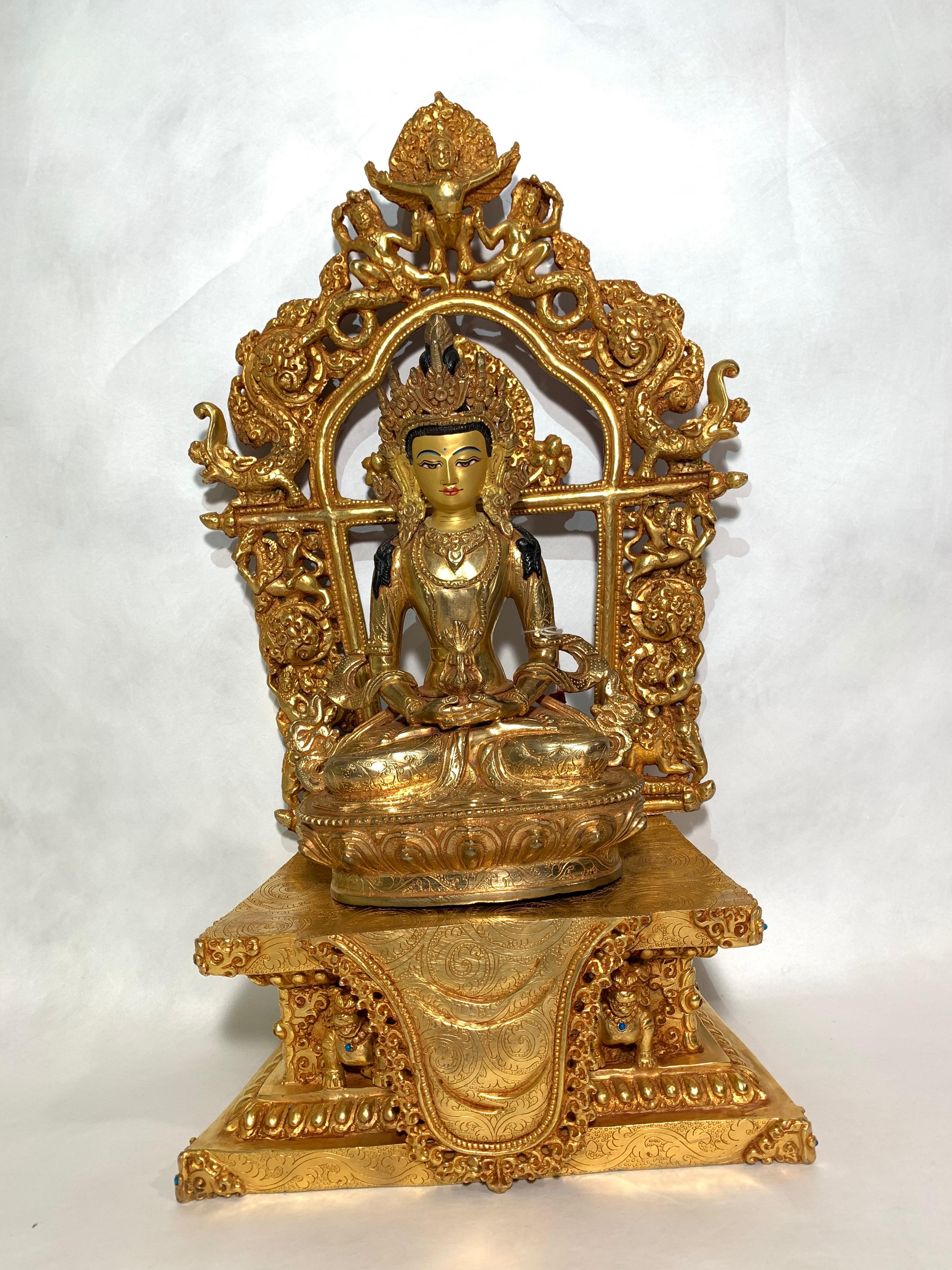 Aparmita Statue 18 Inch Full Gold Handcrafted By Lost Wax Process - Sculpture by Unknown