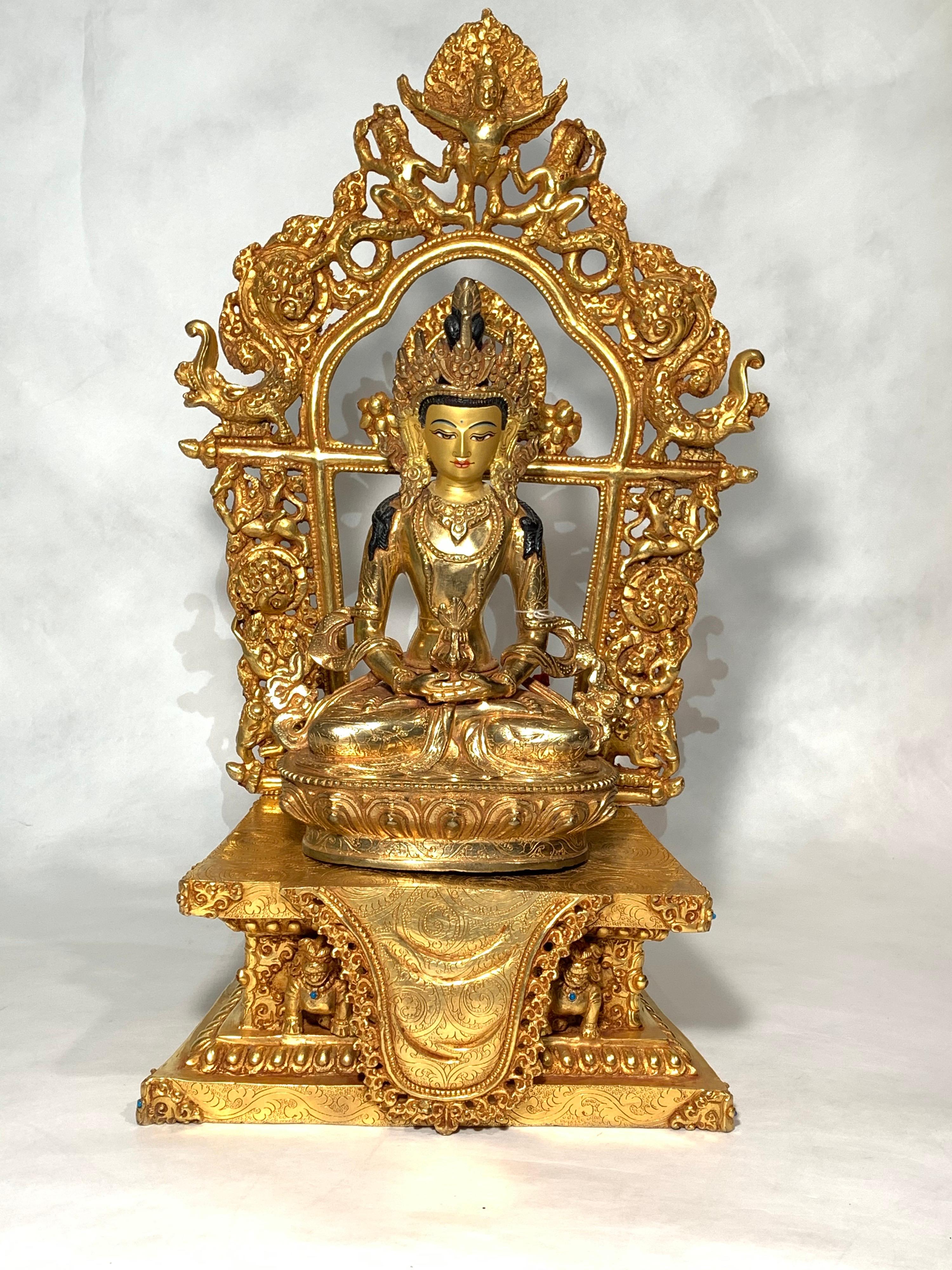 Aparmita Statue 18 Inch Full Gold Handcrafted By Lost Wax Process - Other Art Style Sculpture by Unknown