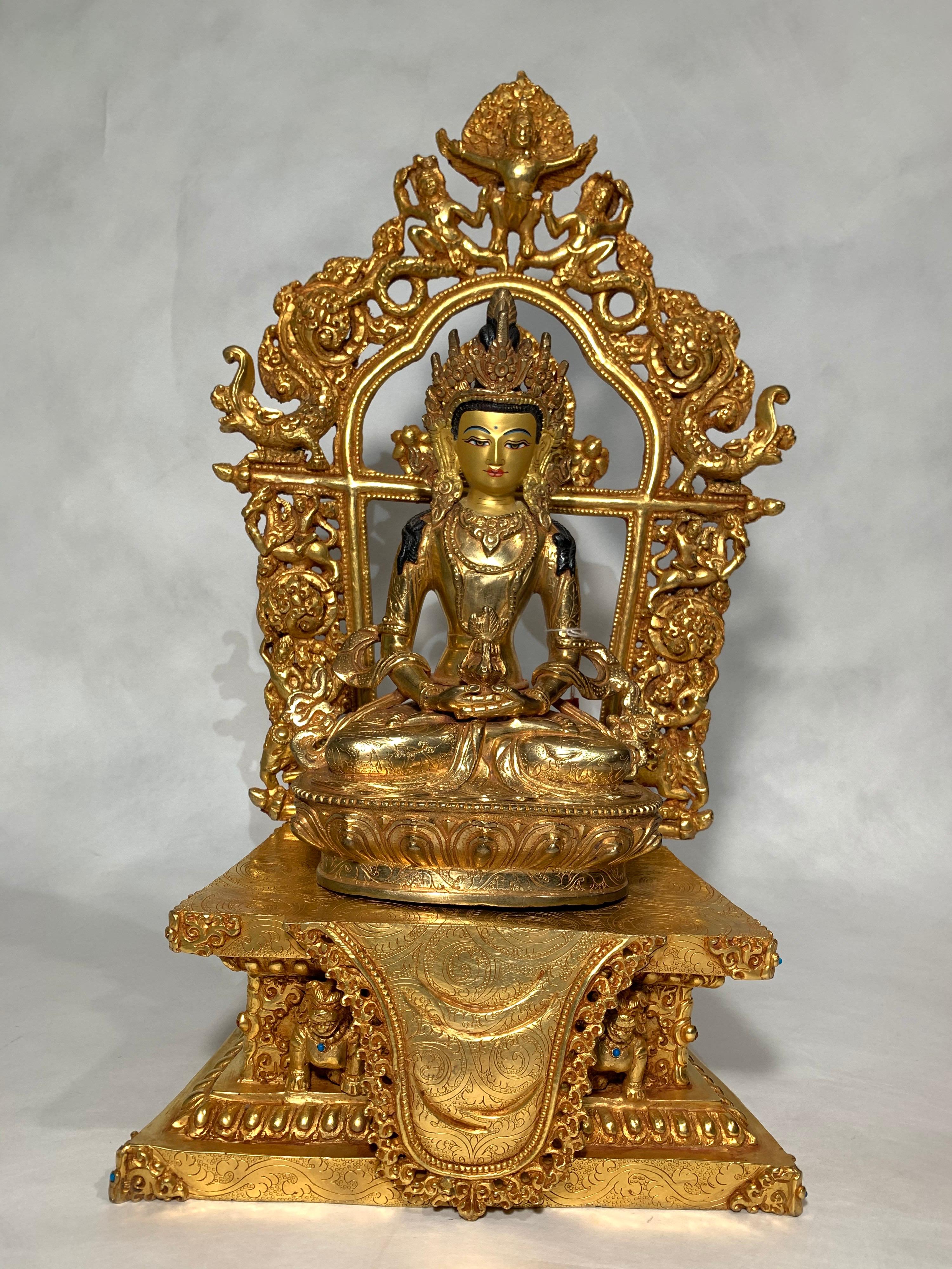 Aparmita Statue 18 Inch Full Gold Handcrafted By Lost Wax Process For Sale 4