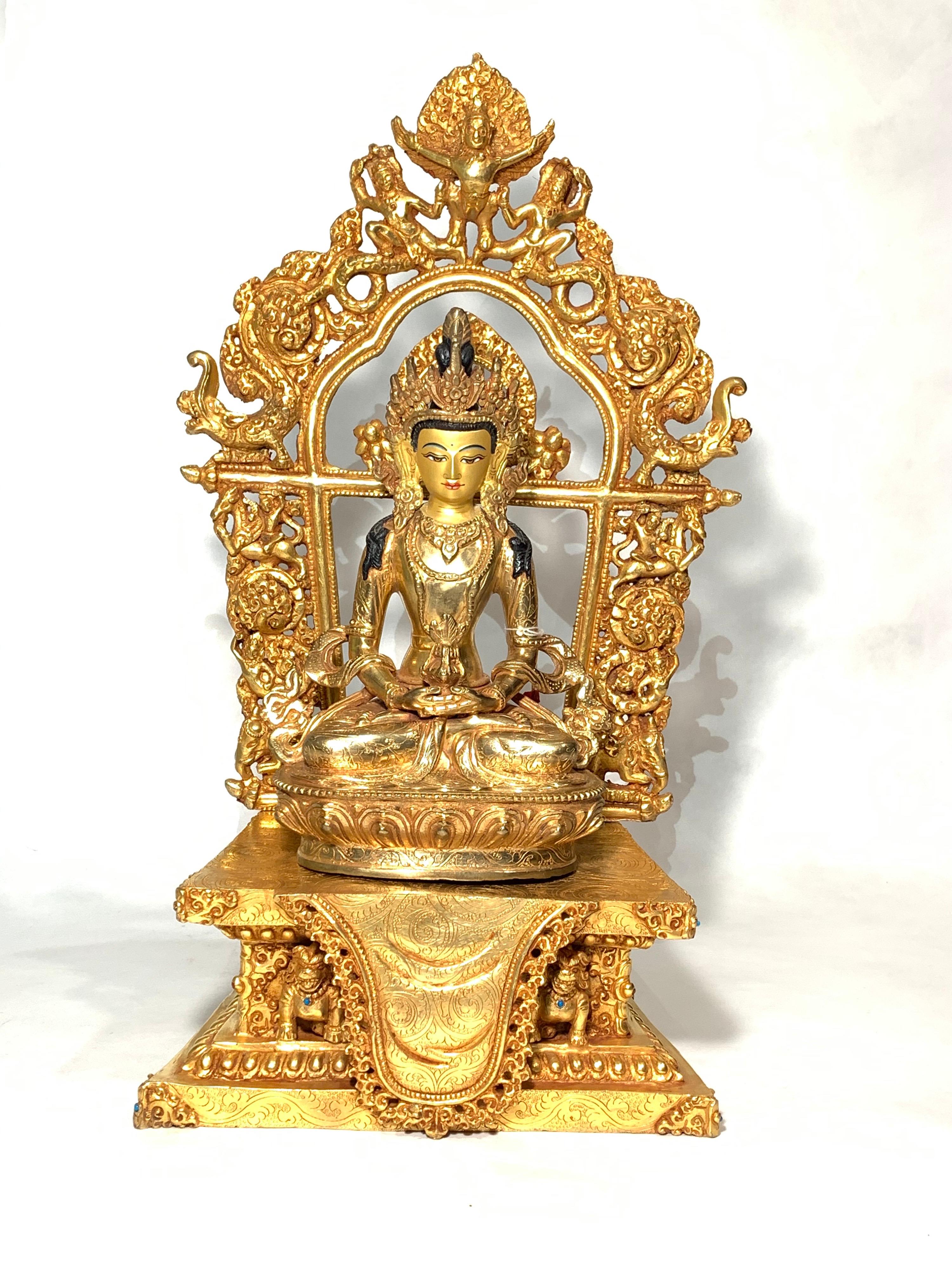 Unknown Figurative Sculpture - Aparmita Statue 18 Inch Full Gold Handcrafted By Lost Wax Process