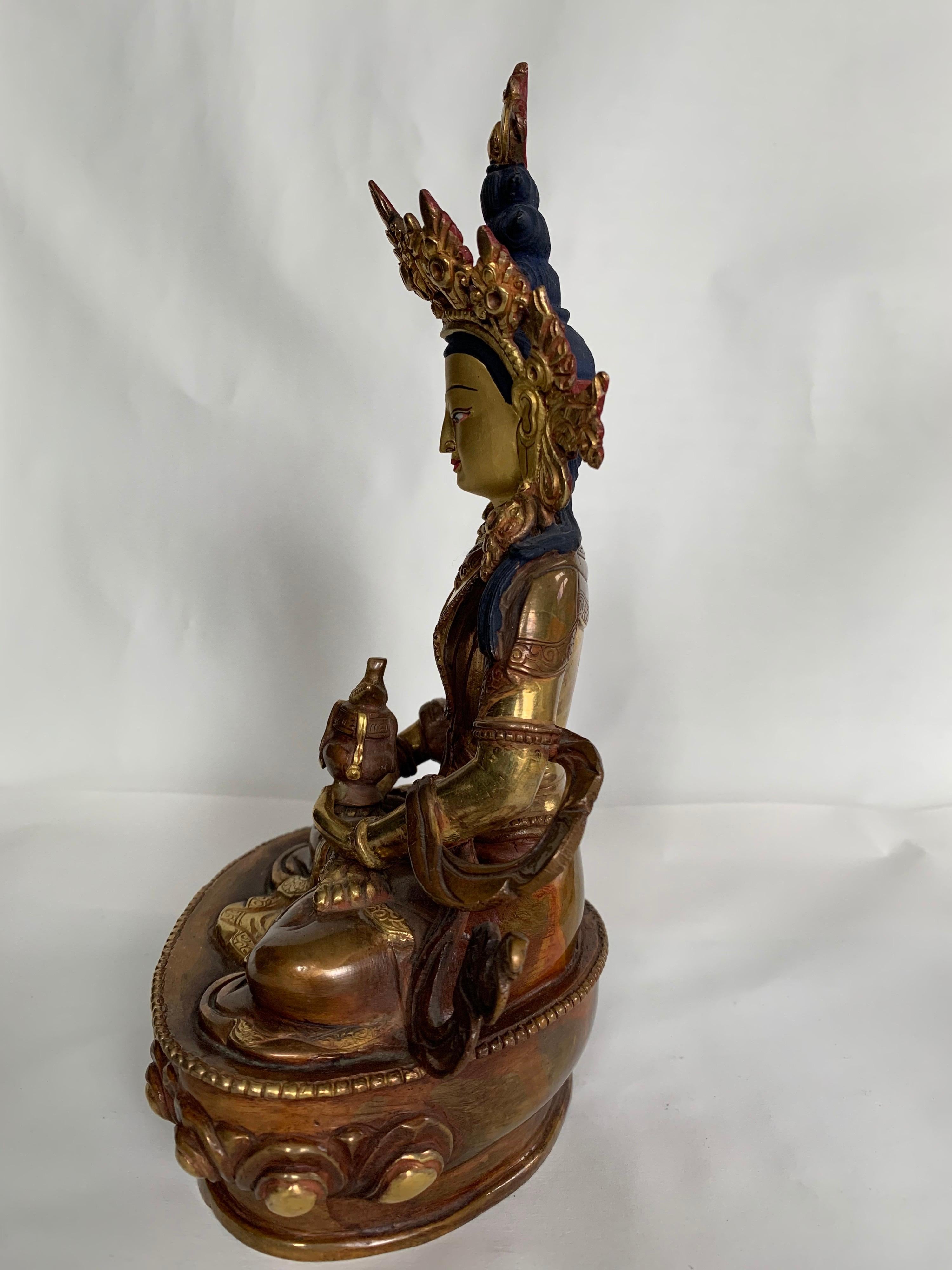 Statua di Aparmita da 9 pollici con oro 24 carati realizzata a mano con il processo a cera persa - Sculpture Altro stile artistico di Unknown