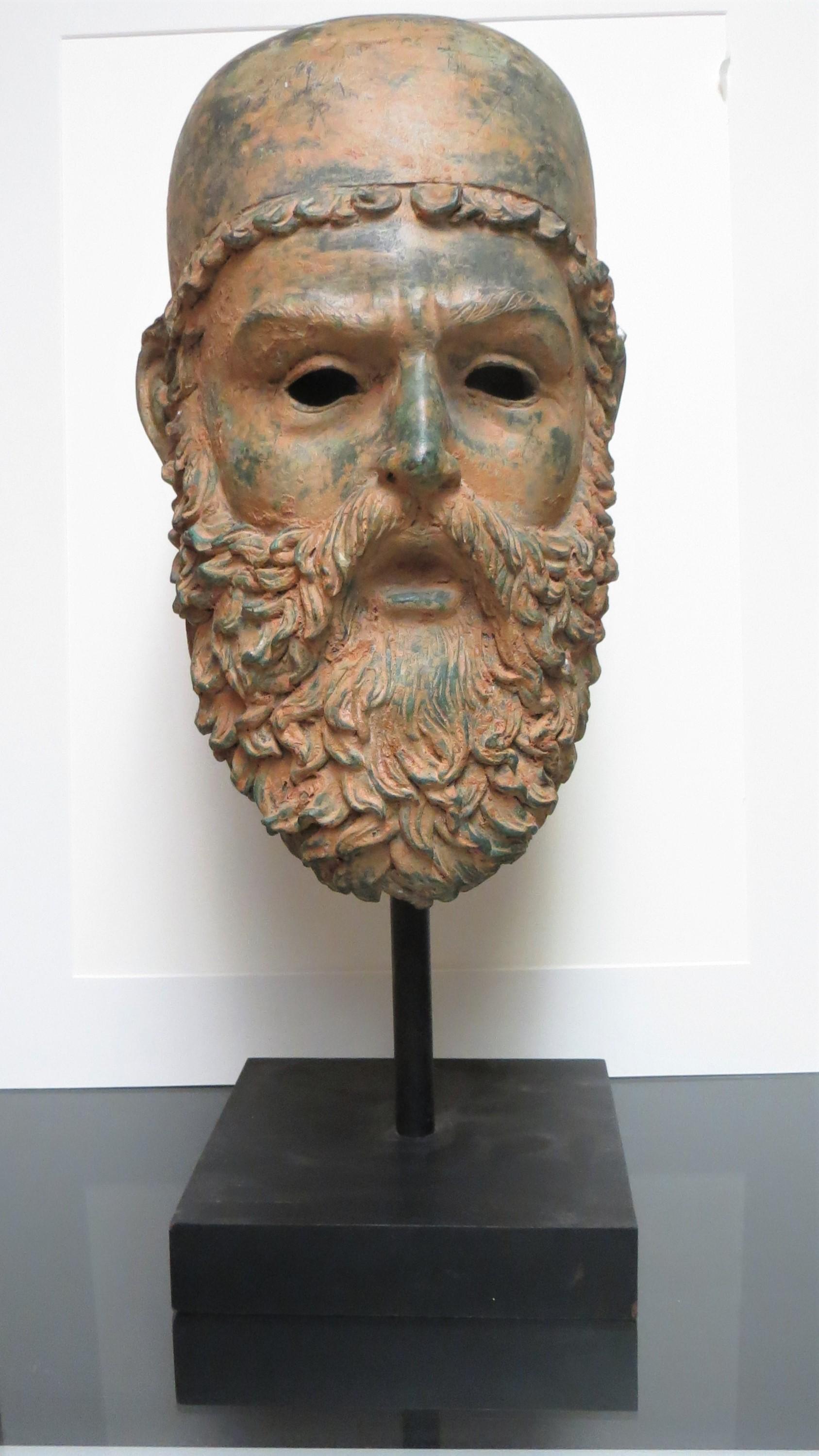 Archaic Bronze Bust of Zeus - Sculpture by Unknown