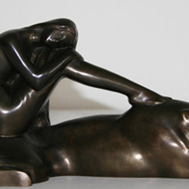 Ariadne auf dem Panther (Ariadne on the Panther) - Bronze, Sculpture, Art Deco For Sale 1