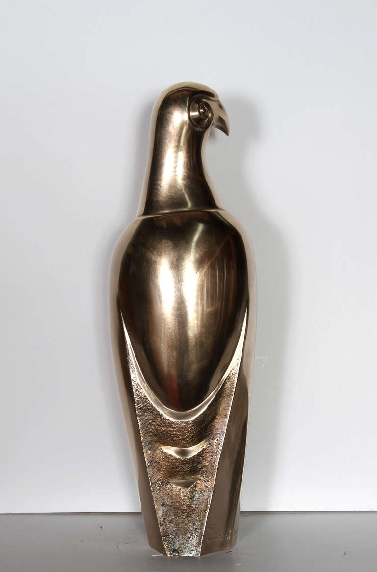 Art Deco Bronze Falcon Sculpture - Gold Figurative Sculpture by Unknown