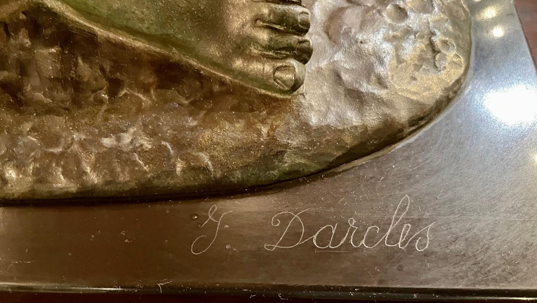 Art Deco Bronzeskulptur Liegende Frau von Darcles im Angebot 7