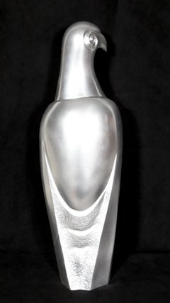 Art Deco Silver-coated Bronze Falcon Sculpture