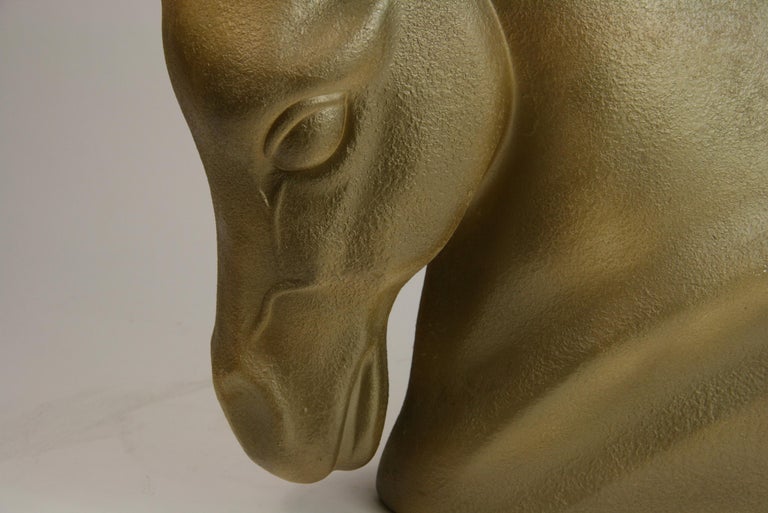 2-293 Art Deco style ceramic horse by Royal Haeger Pottery 
Textured mat gold glaze
