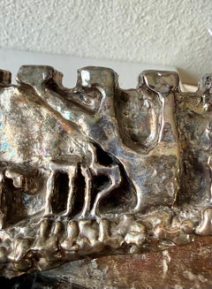 Artist Designed Signed Judaica Israeli Menorah Candelabra Sculpture Silver Plate