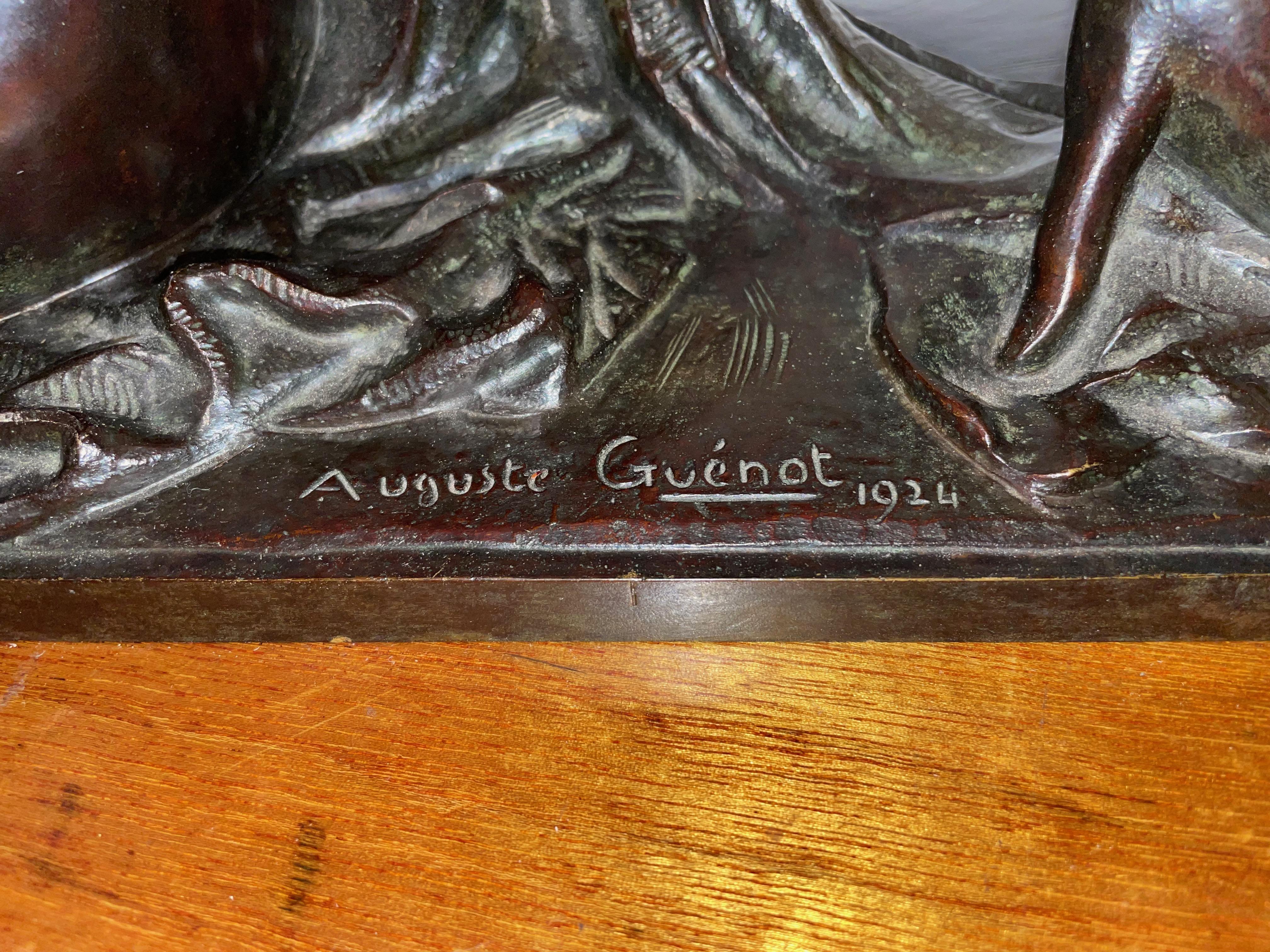 Auguste Guénot, French Art Deco Sculptor 1924 Female Model 1st Edition For Sale 8