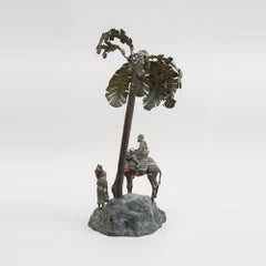 Austrian Cold-Painted Bronze Figural Statue of a Rider on a Camel Fetching Water