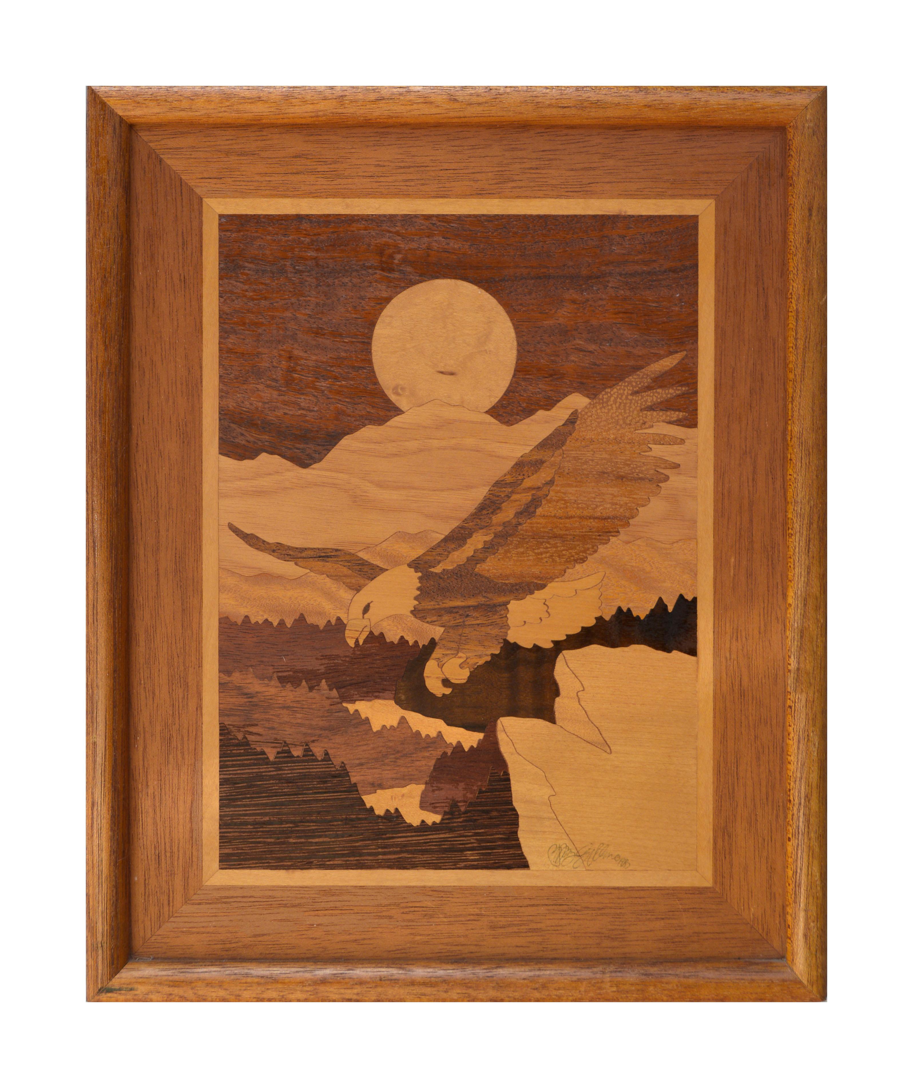 Unknown Figurative Sculpture - Bald Eagle Marquetry Inlay