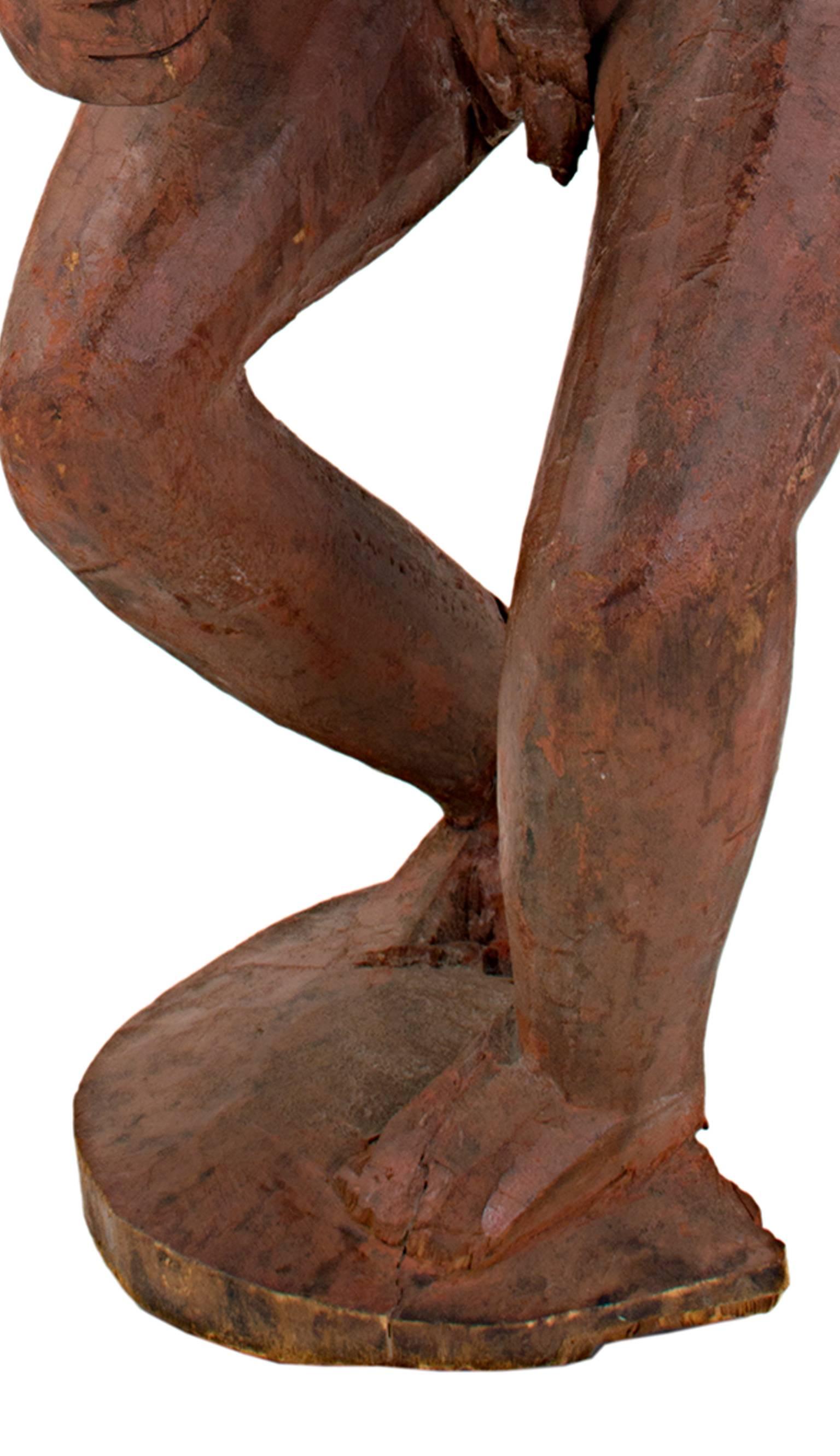 „BaPende-Statue – Zaire“, geschnitzte Holzskulptur, hergestellt in Afrika um 1940 (Braun), Figurative Sculpture, von Unknown