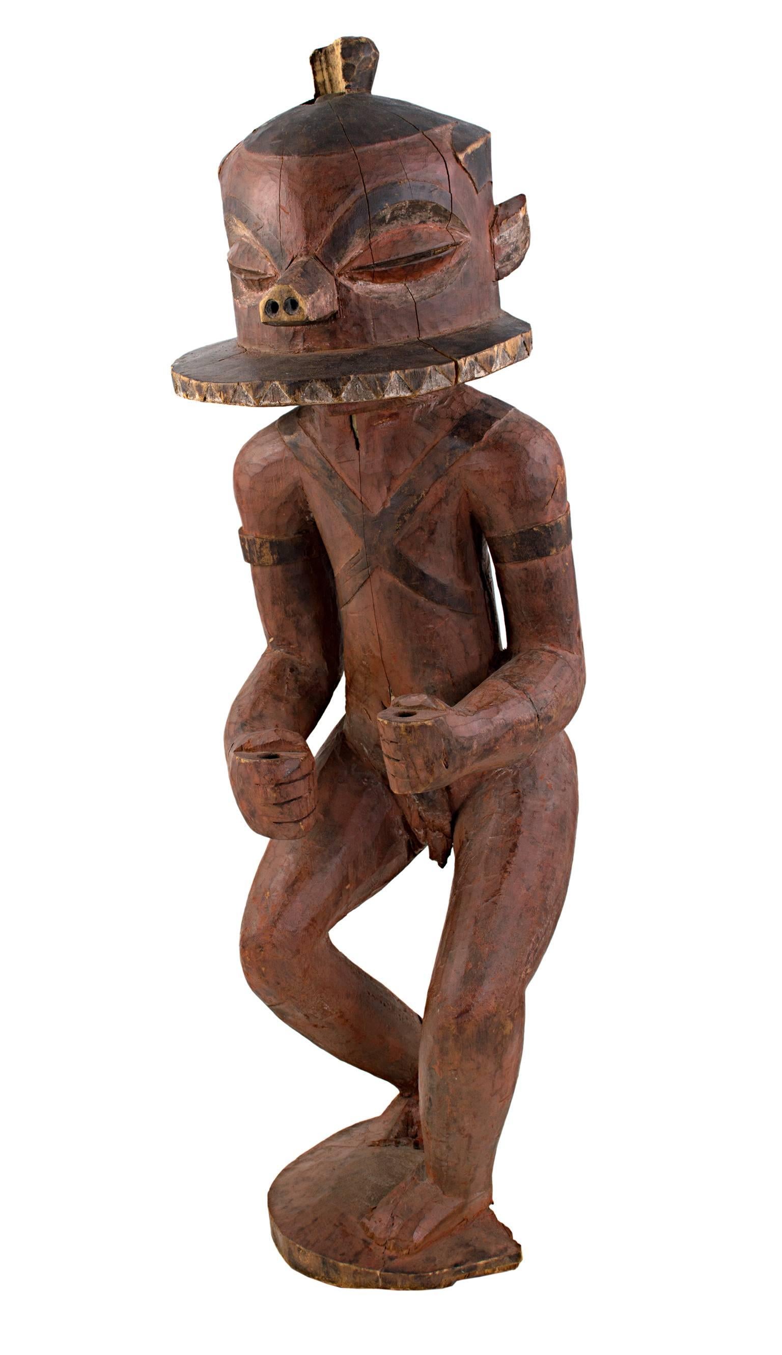 Unknown Figurative Sculpture - "BaPende Statue - Zaire, " Carved Wood Sculpture created in Africa circa 1940