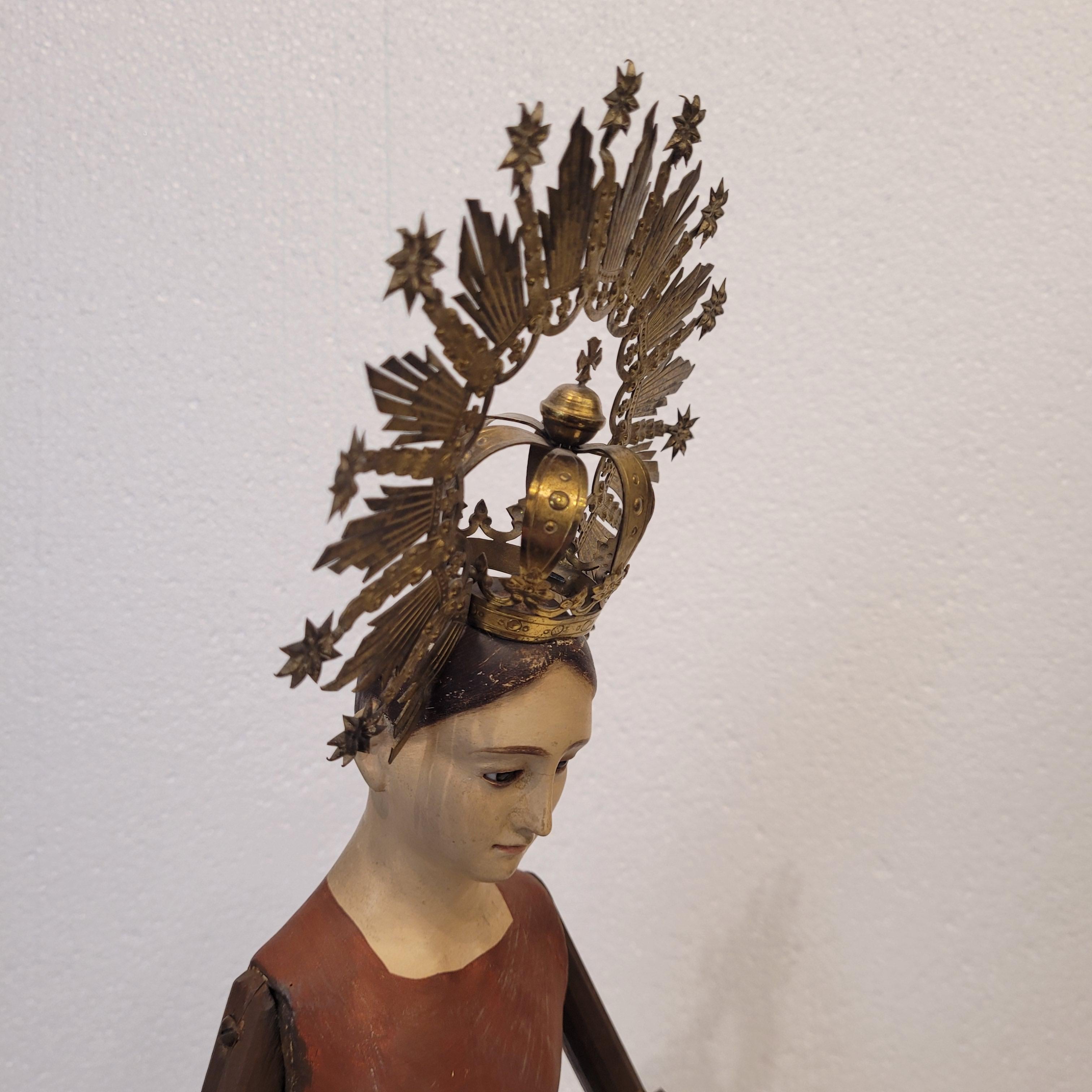 Baroque Dressing Table, Crowned Virgin Mary, Wood, Spain For Sale 8