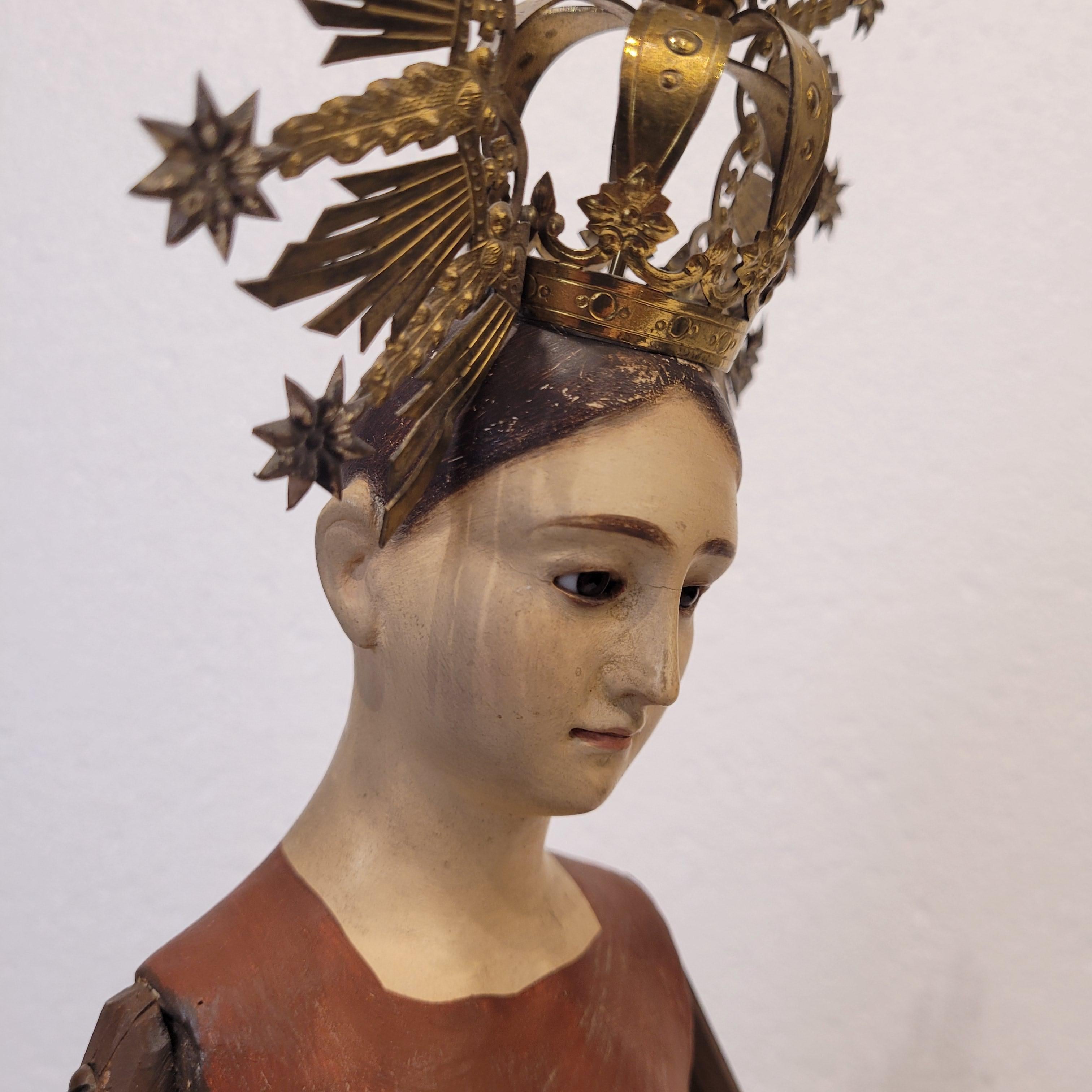 Baroque Dressing Table, Crowned Virgin Mary, Wood, Spain For Sale 9