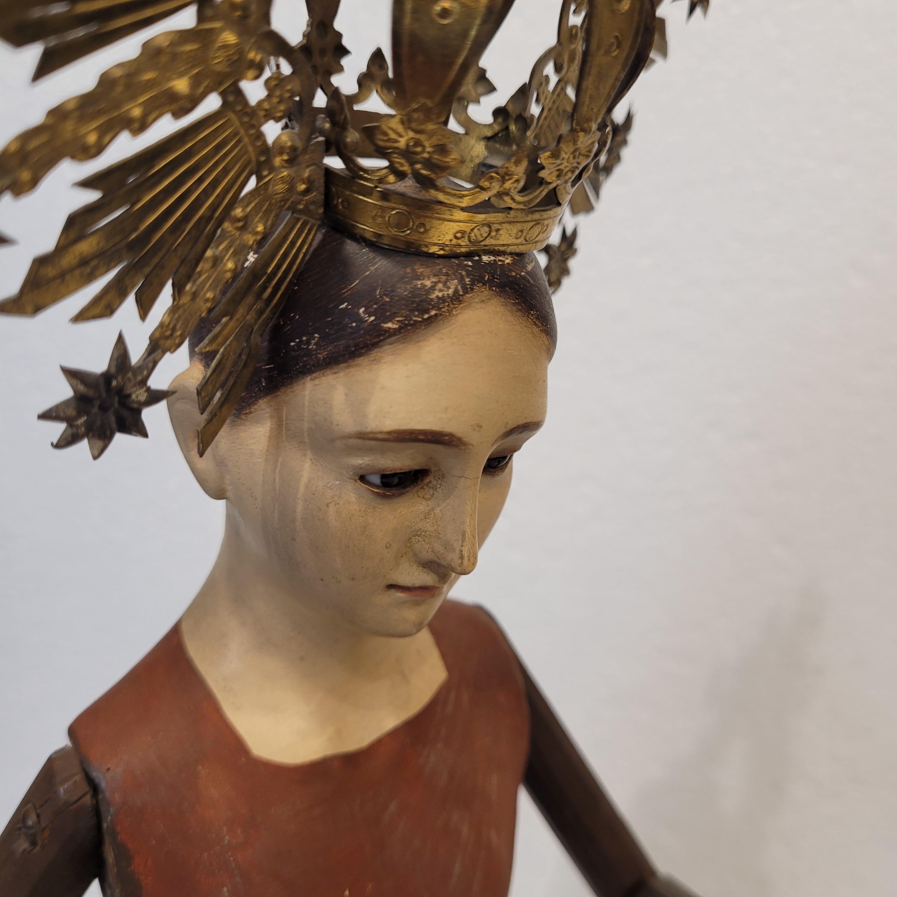 Baroque Dressing Table, Crowned Virgin Mary, Wood, Spain For Sale 12