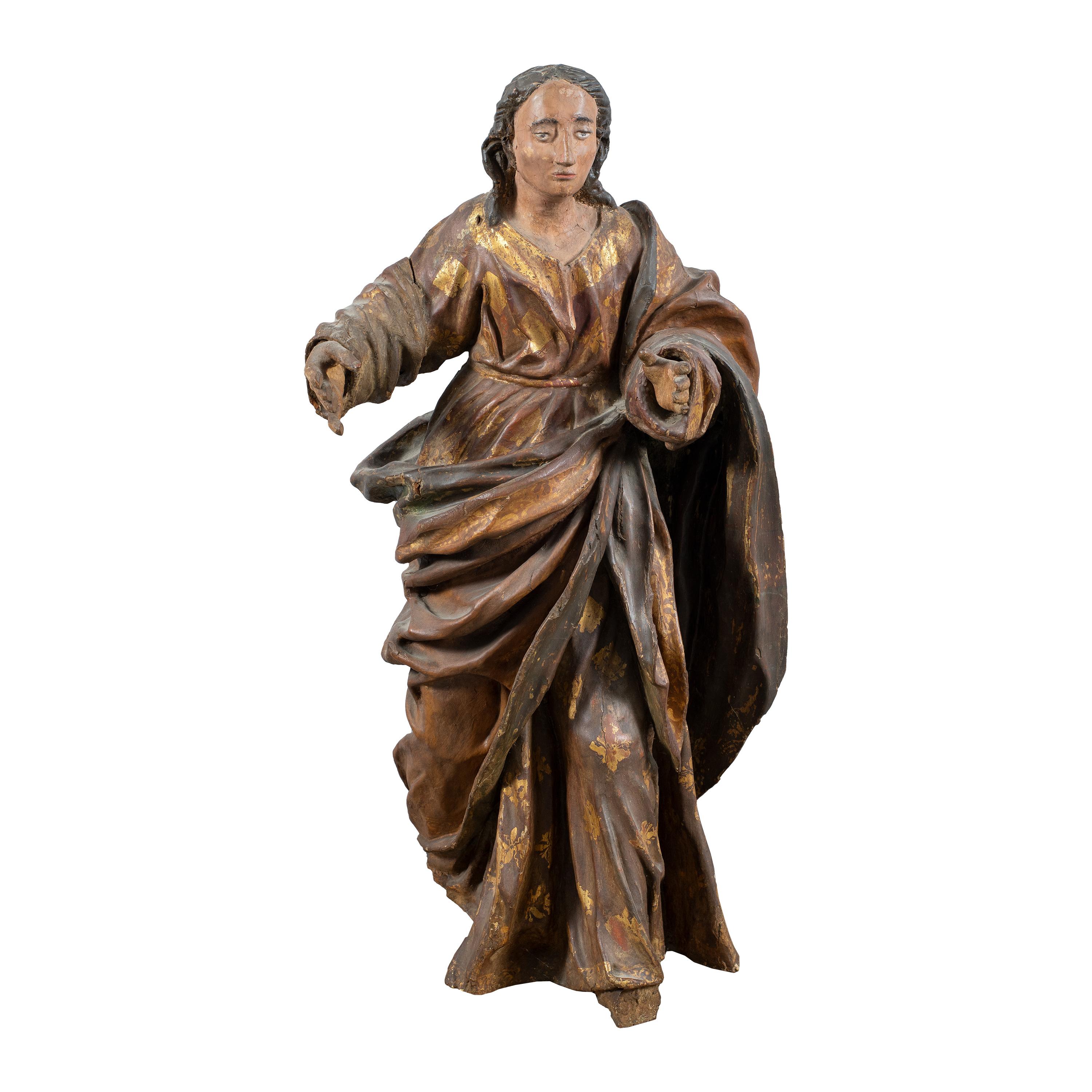 Figurative Sculpture di Unknown - Maestro italiano barocco - Scultura di figura del 17/18° secolo - Santo