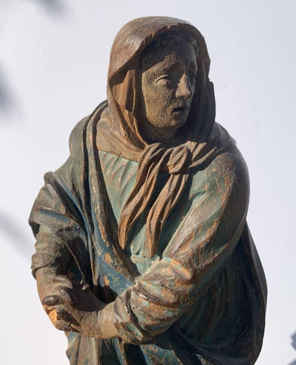 Maestro barroco italiano - Escultura figura del siglo XVII-XVIII - La Virgen - Sculpture Barroco de Unknown