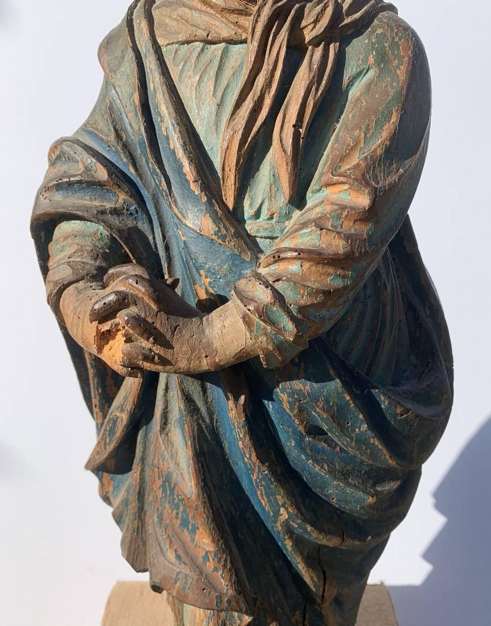 Maestro barroco italiano - Escultura figura del siglo XVII-XVIII - La Virgen - Figurative Sculpture Marrón de Unknown