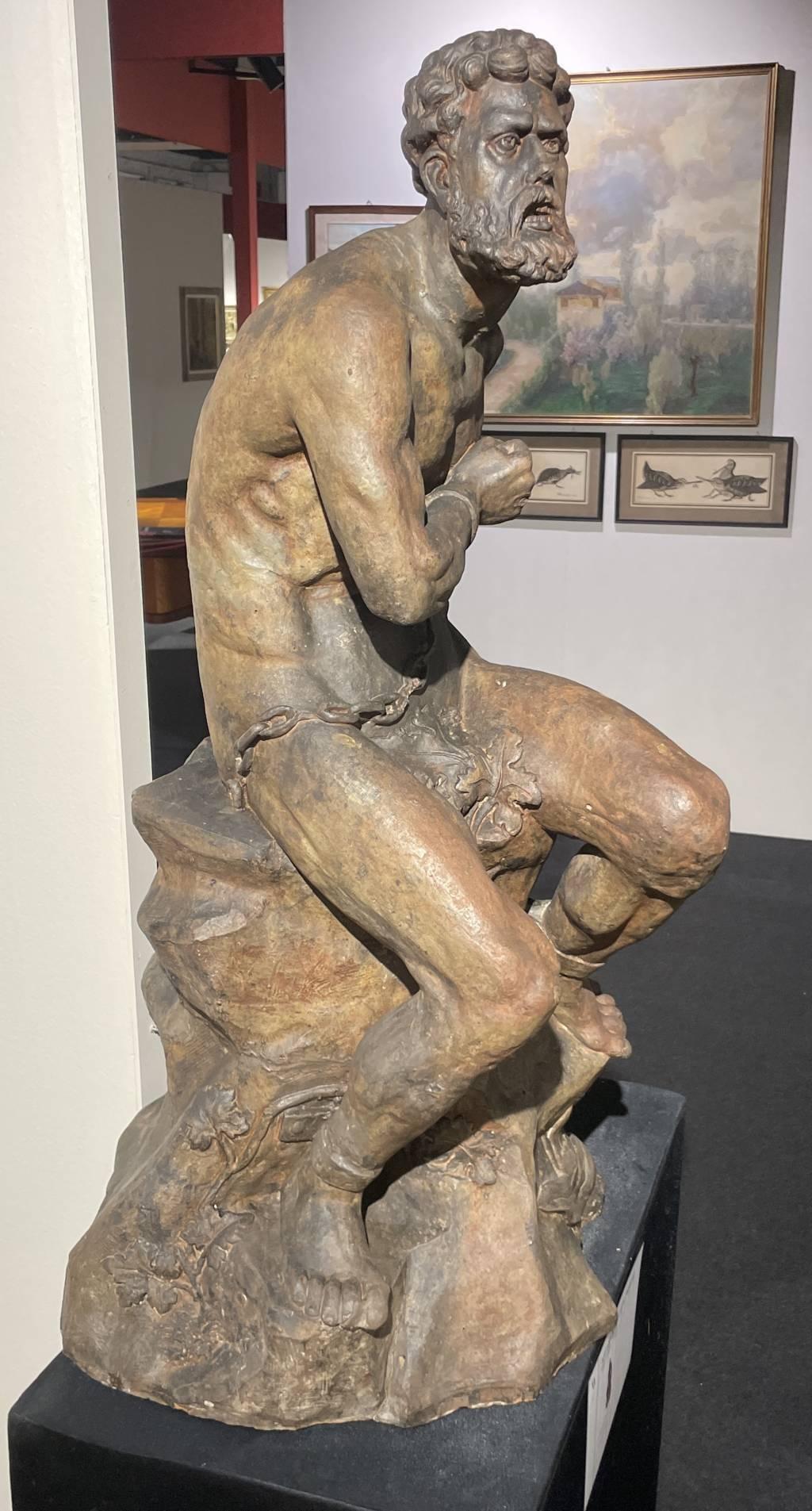Maître sculpteur baroque - Sculpture en terre cuite du XVIIIe siècle - Figure de Prométhée en vente 1