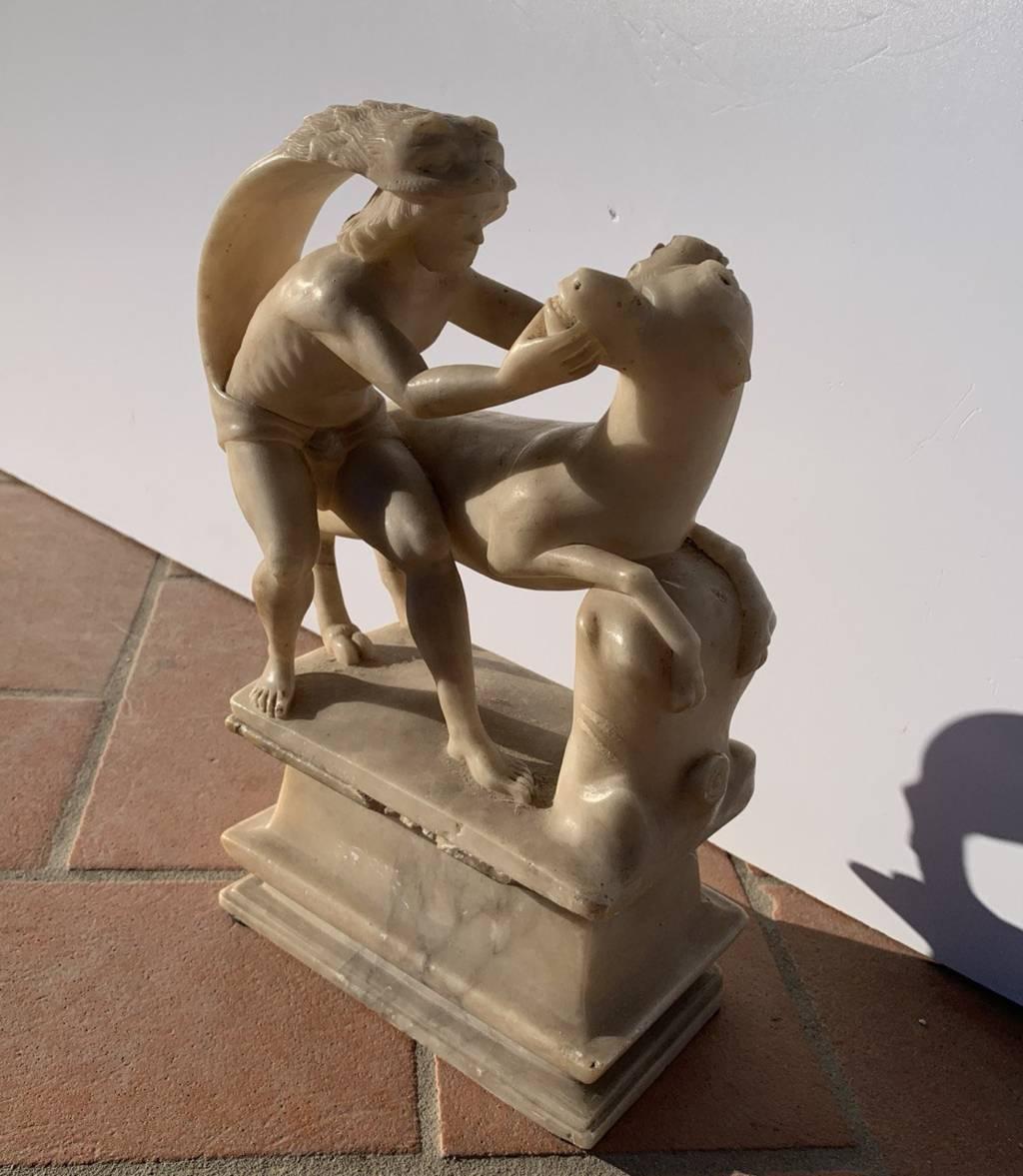 Baroque Roman sculptor - 17th century alabaster sculpture - Hercules and Cretan en venta 5