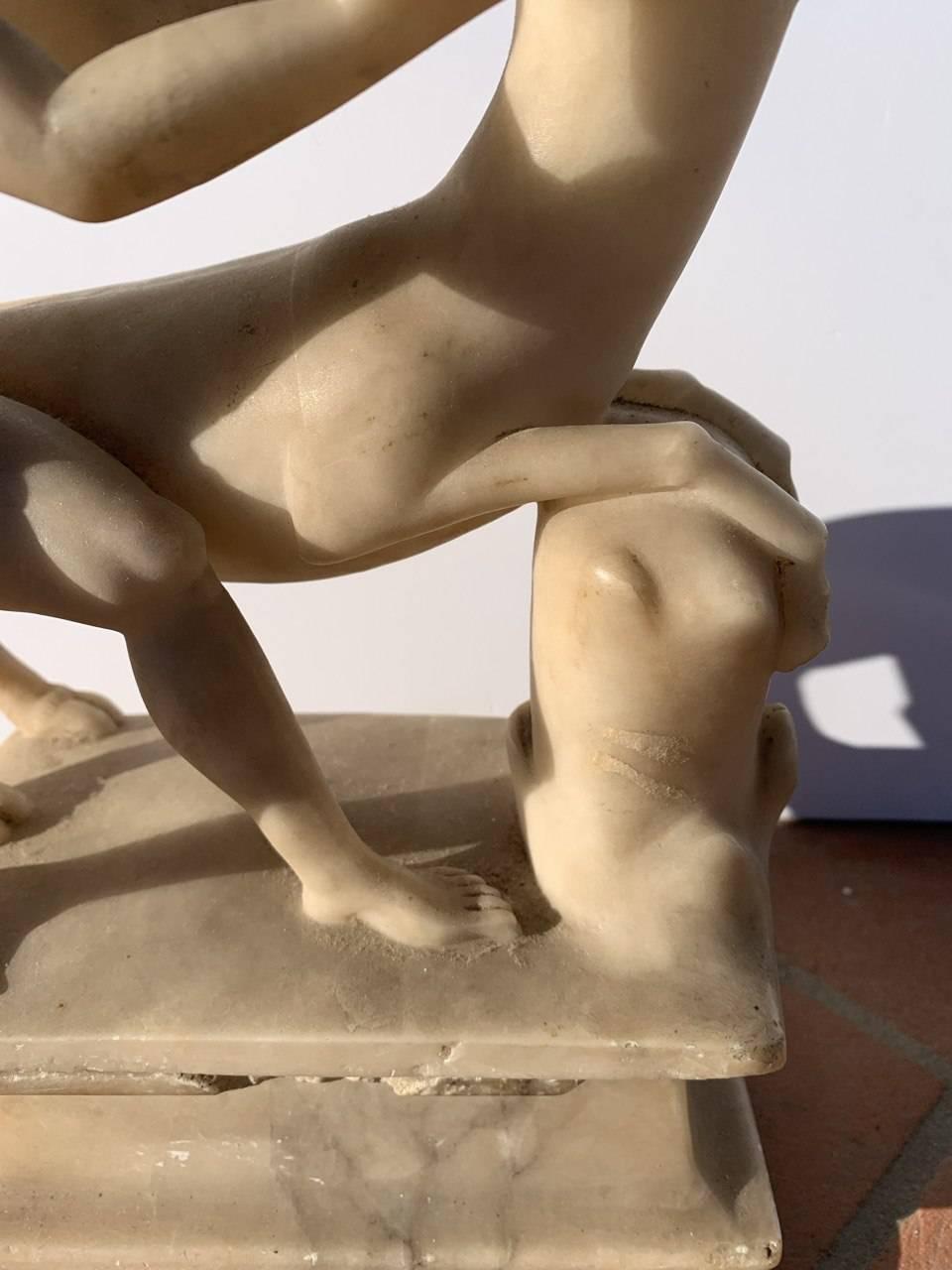 Baroque Roman sculptor - 17th century alabaster sculpture - Hercules and Cretan en venta 11