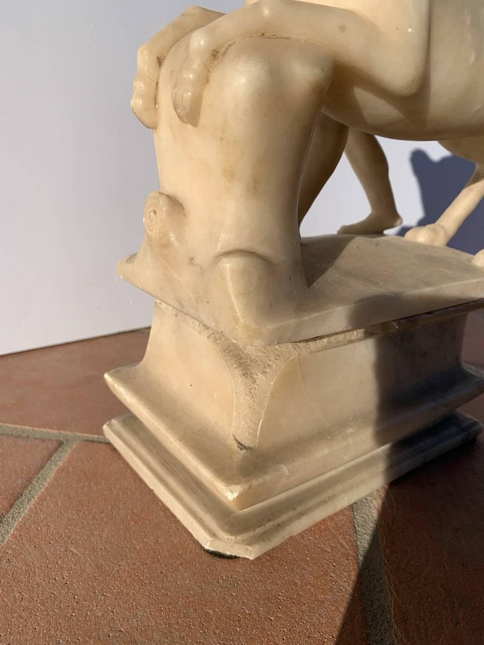 Baroque Roman sculptor - 17th century alabaster sculpture - Hercules and Cretan en venta 13