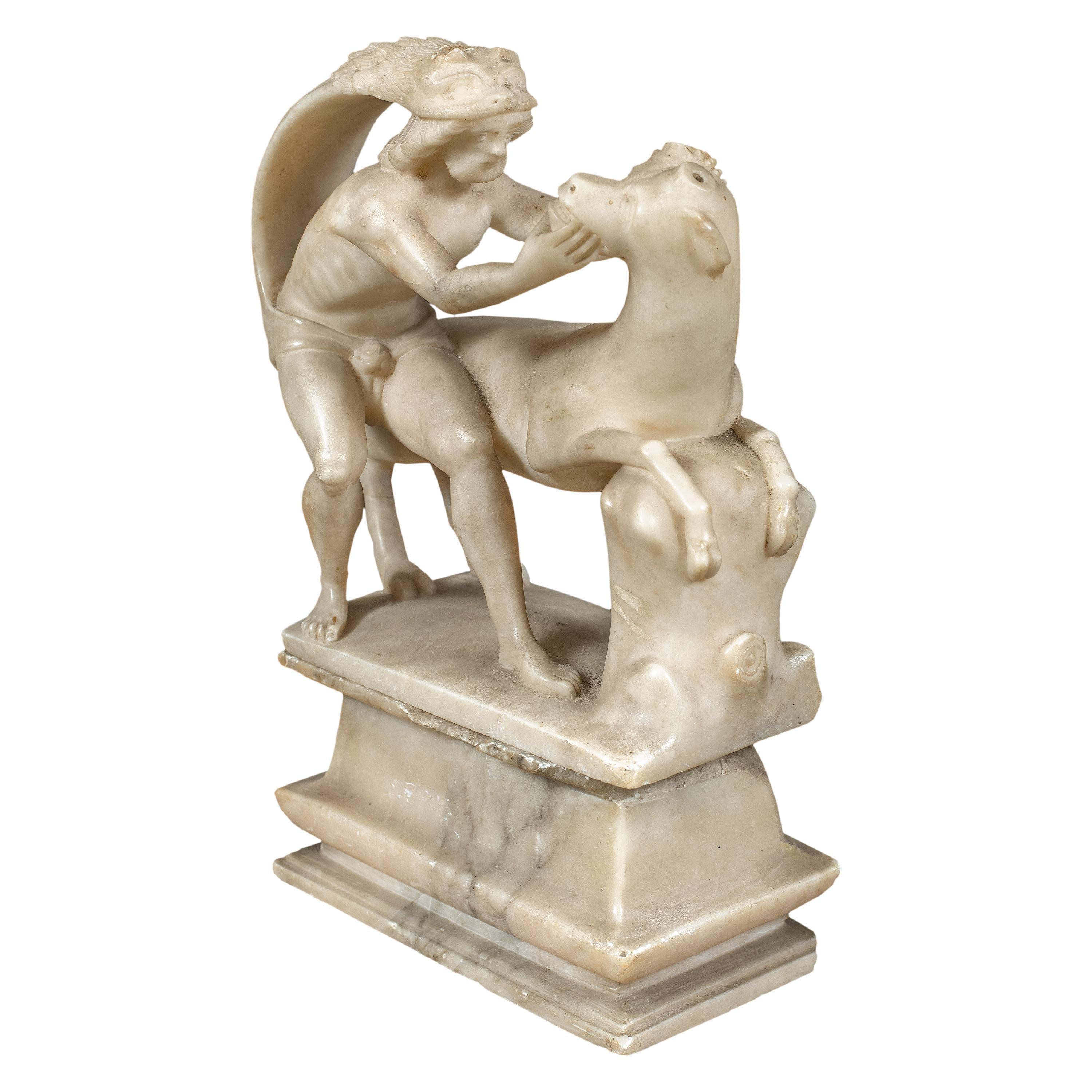 Baroque Roman sculptor - 17th century alabaster sculpture - Hercules and Cretan - Sculpture de Unknown