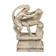 Baroque Roman sculptor - 17th century alabaster sculpture - Hercules and Cretan