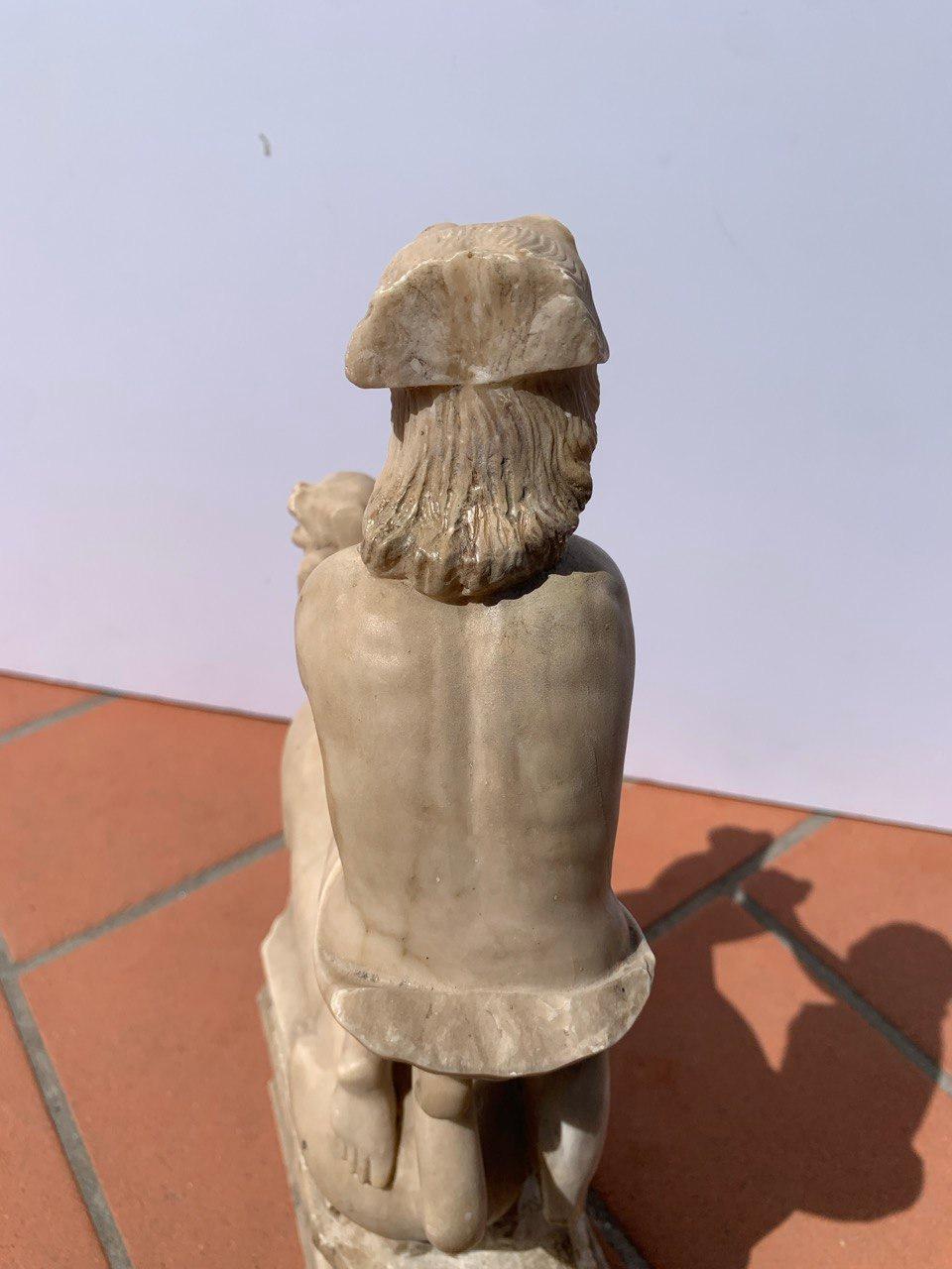 Escultor barroco romano - Escultura de alabastro del siglo XVII - Hércules Cerbero en venta 11